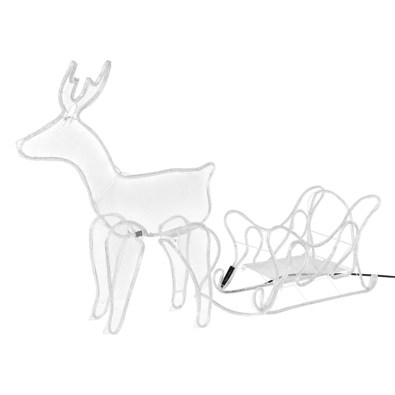 ECD Germany LED Deko Rentier mit Schlitten 504LEDs 273x77cm Warmweiß Innen/Außen