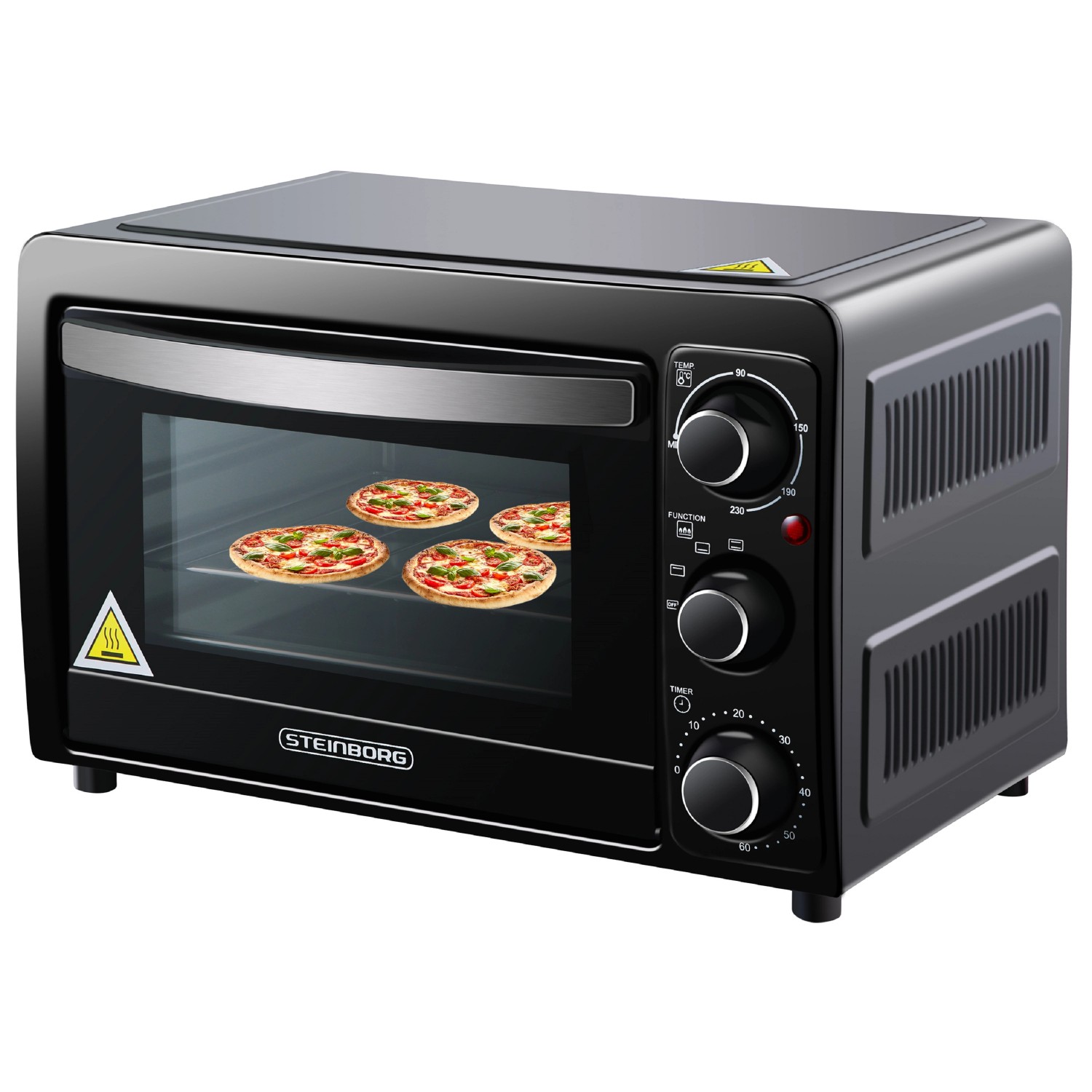 Steinborg SB-3015 Minibackofen 15 Liter 1300 Watt Schwarz
