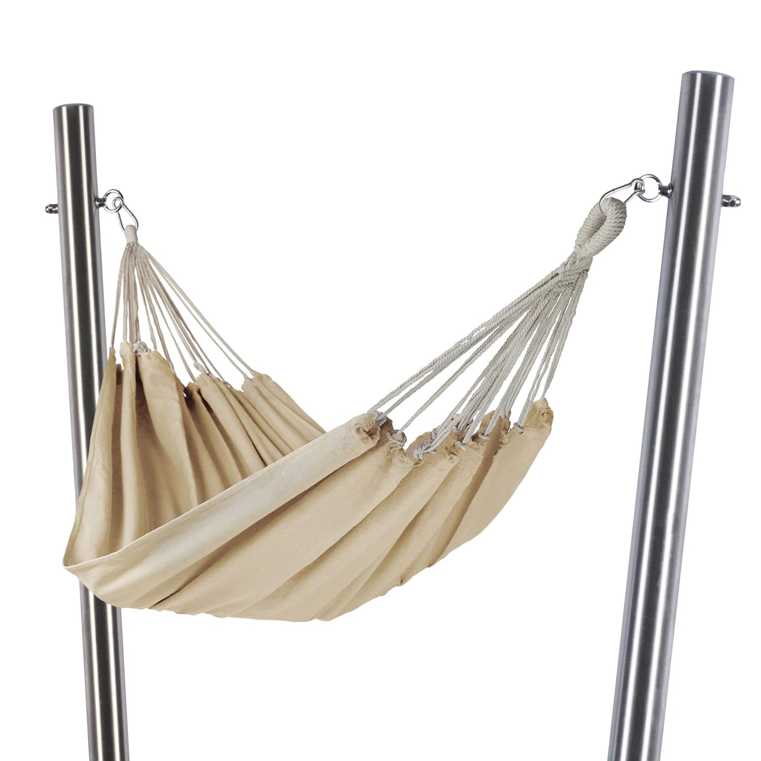 Toldoro Hängematte Cremeweiß Befestigung Aus Edelstahl Bestehend Aus 2 Masten Aufhängeset für Hängematte Im Garten