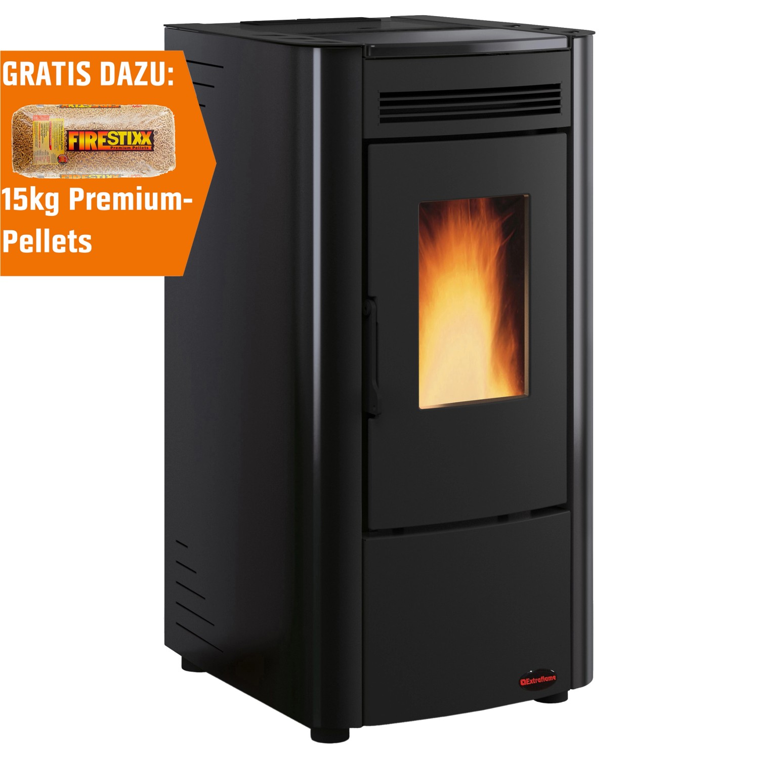 Firefix Pelletofen Ketty Stahl Schwarz 6,3 kW