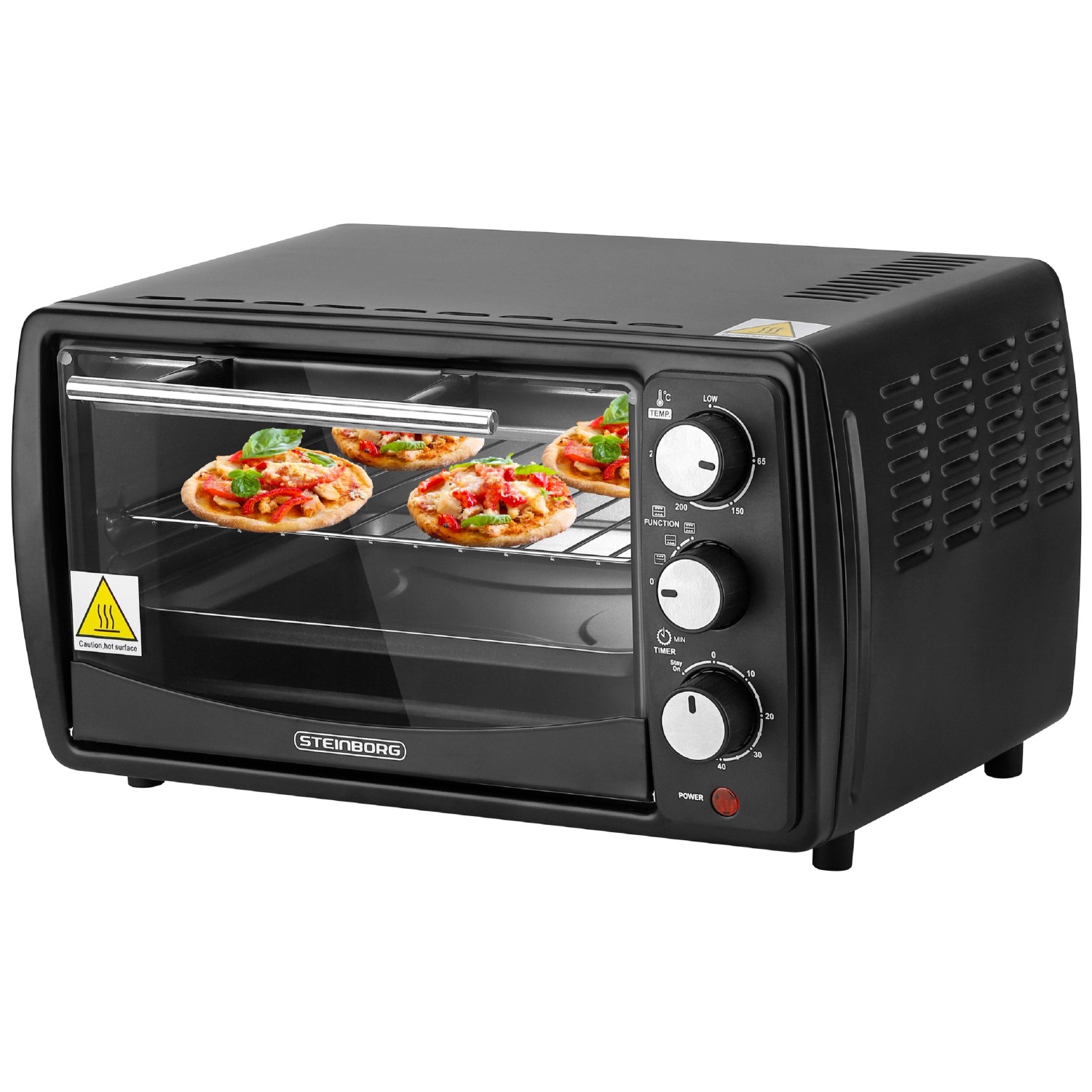 Steinborg SB-3005S Minibackofen 13 Liter 1200 Watt Schwarz