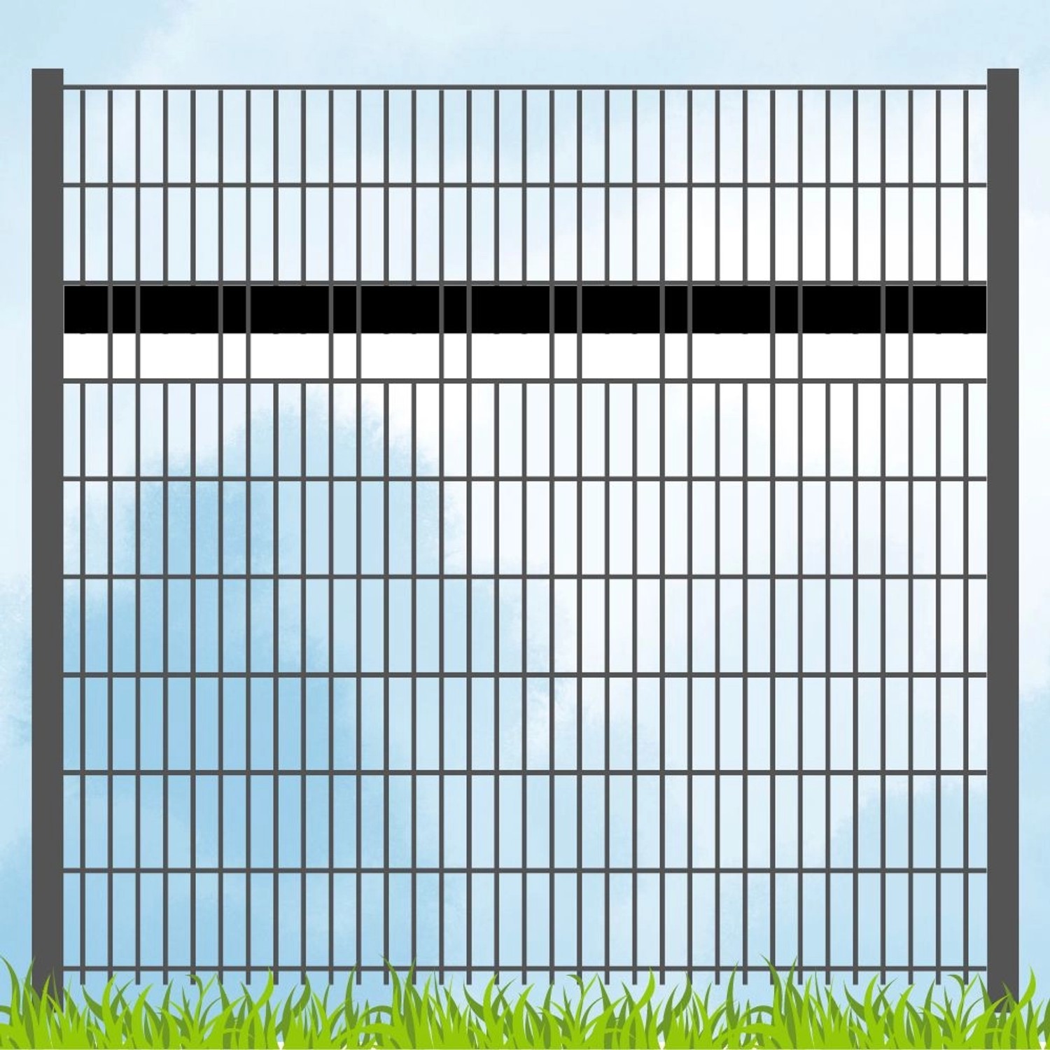 zaunzu Sichtschutz Fanartikel Vereinsfarben Schwarz/Weiß Akzentstreifen