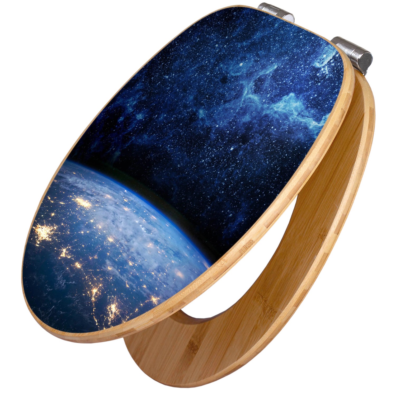 Banjado Design WC Sitz Bambus Holz Toilettendeckel Mit Absenkautomatik Klodeckel WC-Sitz Soft Close Mit Motiv Galaxie