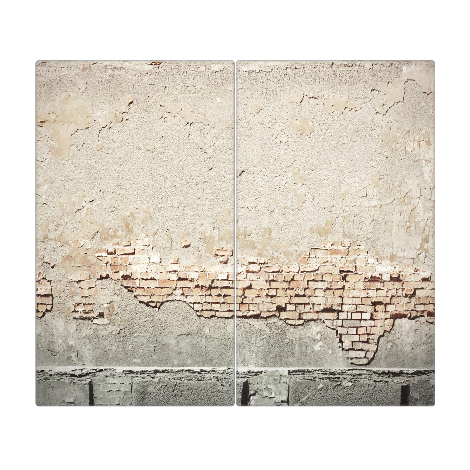 Banjado Herdabdeckplatte Glas 2 Teilig Je 30x52CM Schneidebrett Herdabdeckung Mit Motiv Baulücke