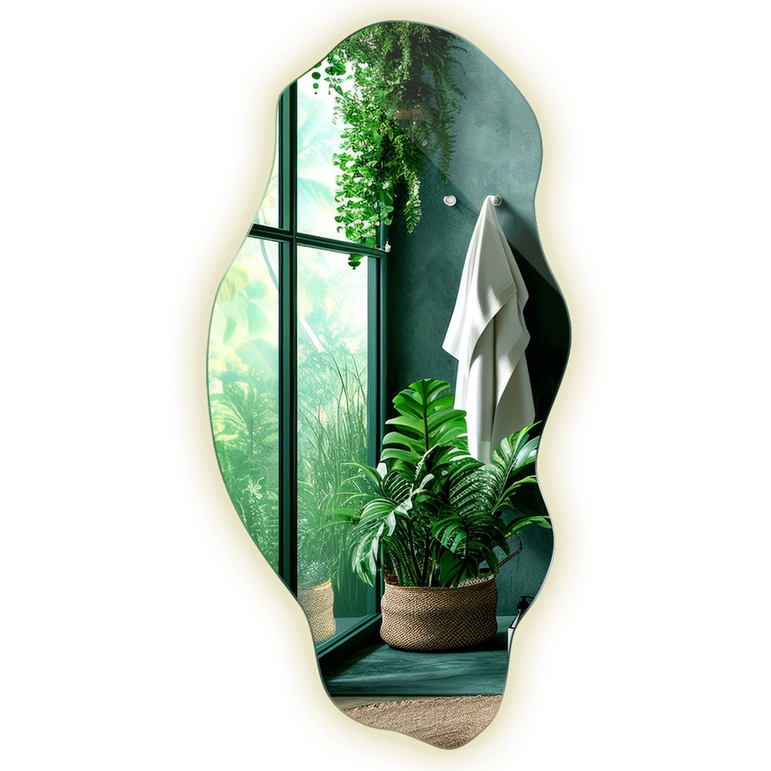 Tulup LED Spiegel Asymmetrischer Spiegel Beleuchtet 40x80 cm Spiegel Unförmig Mit Beleuchtung Neutralweiß 4000K