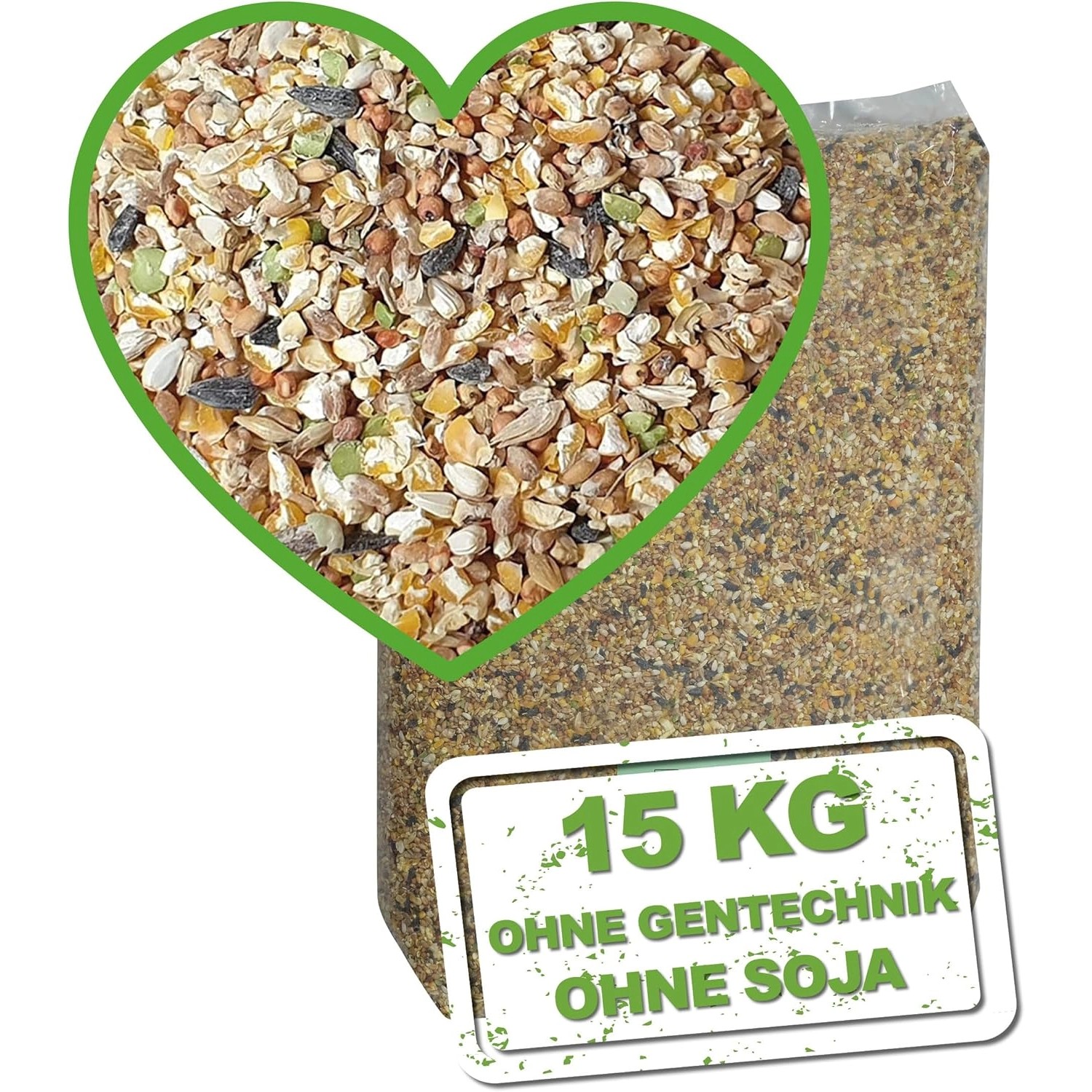MeineHennen KÖRNER VITAL 15 Kg PREMIUM Hühnerfutter Wachtelfutter mit Muschelschalen Alleinfuttermittel