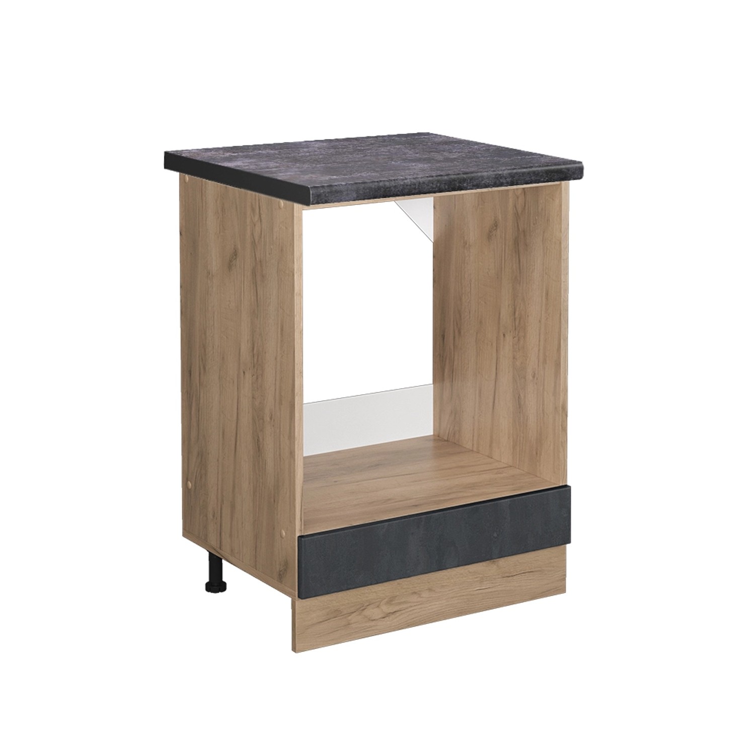 Vicco Herdumbauschrank R-Line Schwarz Beton/Goldkraft Eiche 60 cm AP Anthrazit