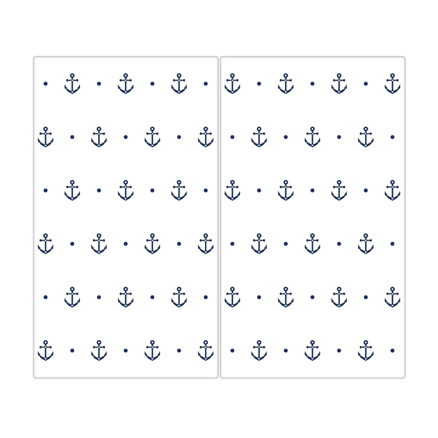 Banjado Herdabdeckplatte Glas 2 Teilig Je 30x52CM Schneidebrett Herdabdeckung Mit Motiv Kleine Anker