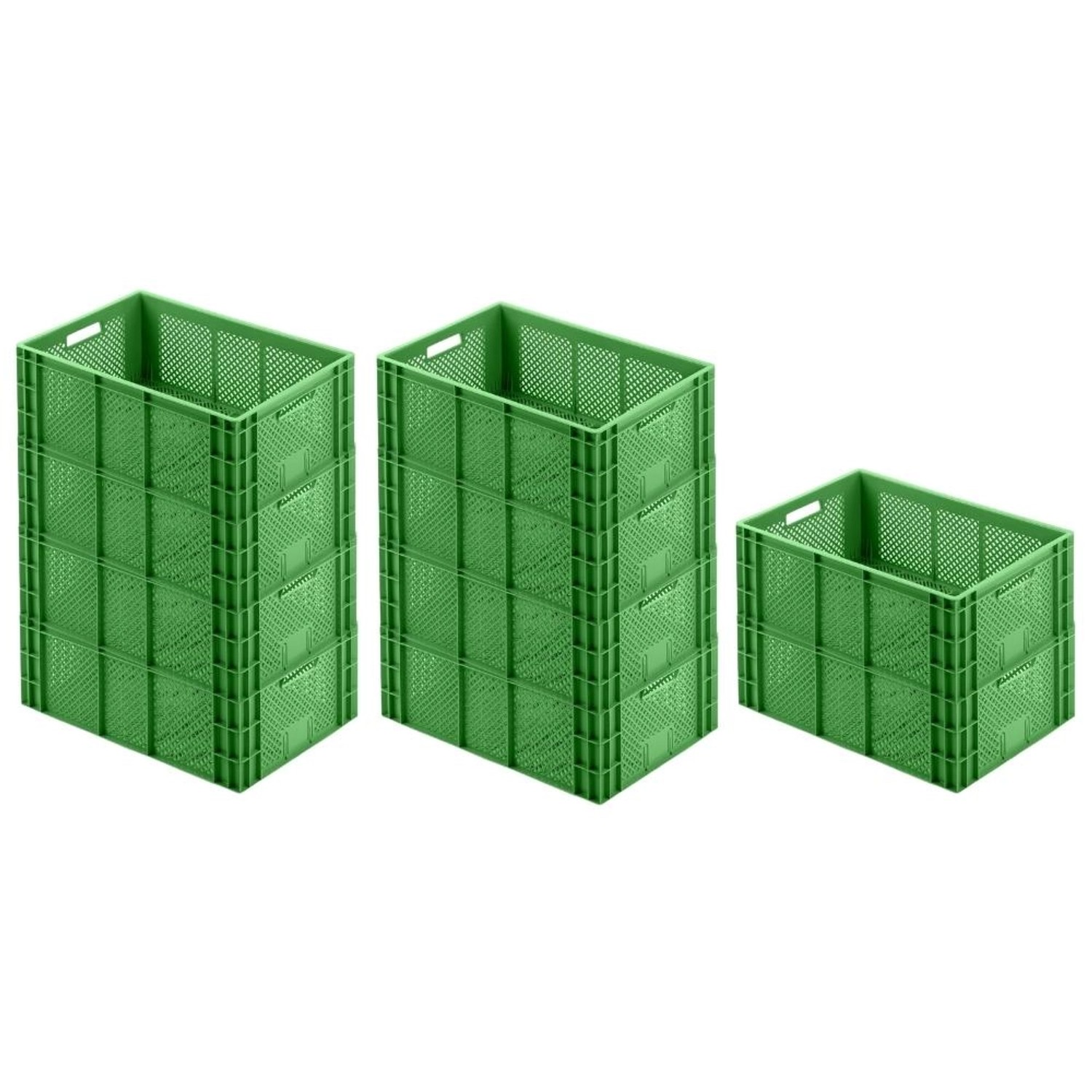 PROREGAL SparSet 10x Eurobehälter Obst- und Gemüsekasten HxBxT 22 x 40 x 60 cm 43 Liter Grün Obst-Gemüsekiste Obstkorb Transportbox