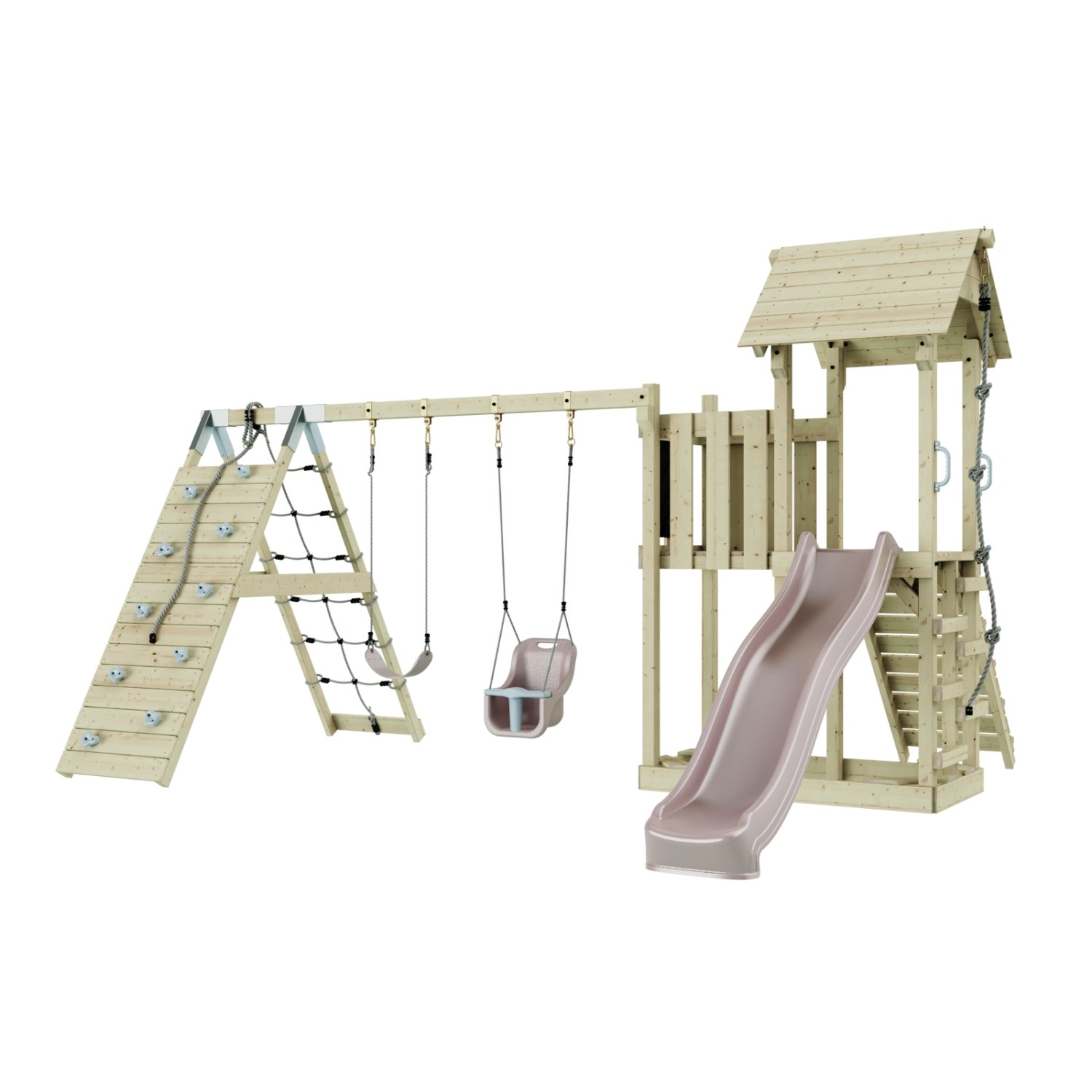 OutdoorToys Spielturm Roskilde mit Babyschaukel Altrosa