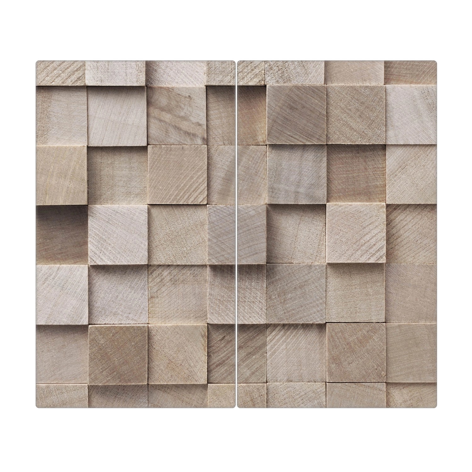 Banjado Herdabdeckplatte Glas 2 Teilig Je 30x52CM Schneidebrett Herdabdeckung Mit Motiv Bauklötze Relief