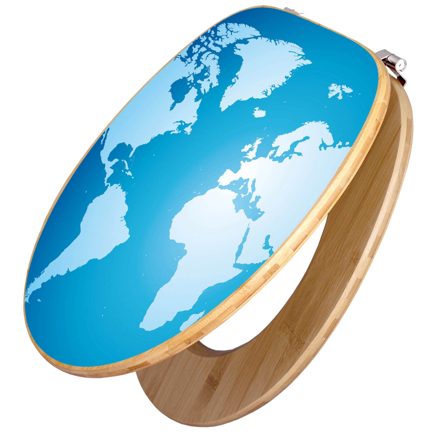 Banjado Design WC Sitz Bambus Toilettendeckel Toilettensitz Bambus Holz Klodeckel WC-Sitz Universal Scharnieren Motiv Weltkarte