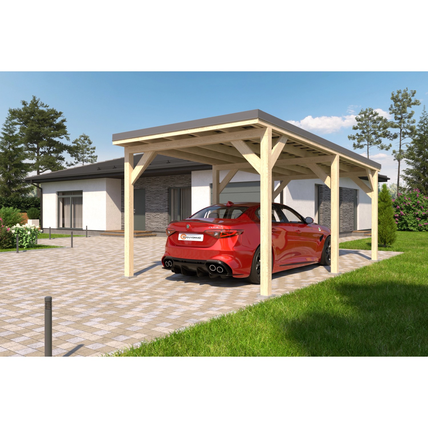 Holzbrüder Carport Ralf 18m² Imprägniert-Dunkelgrau