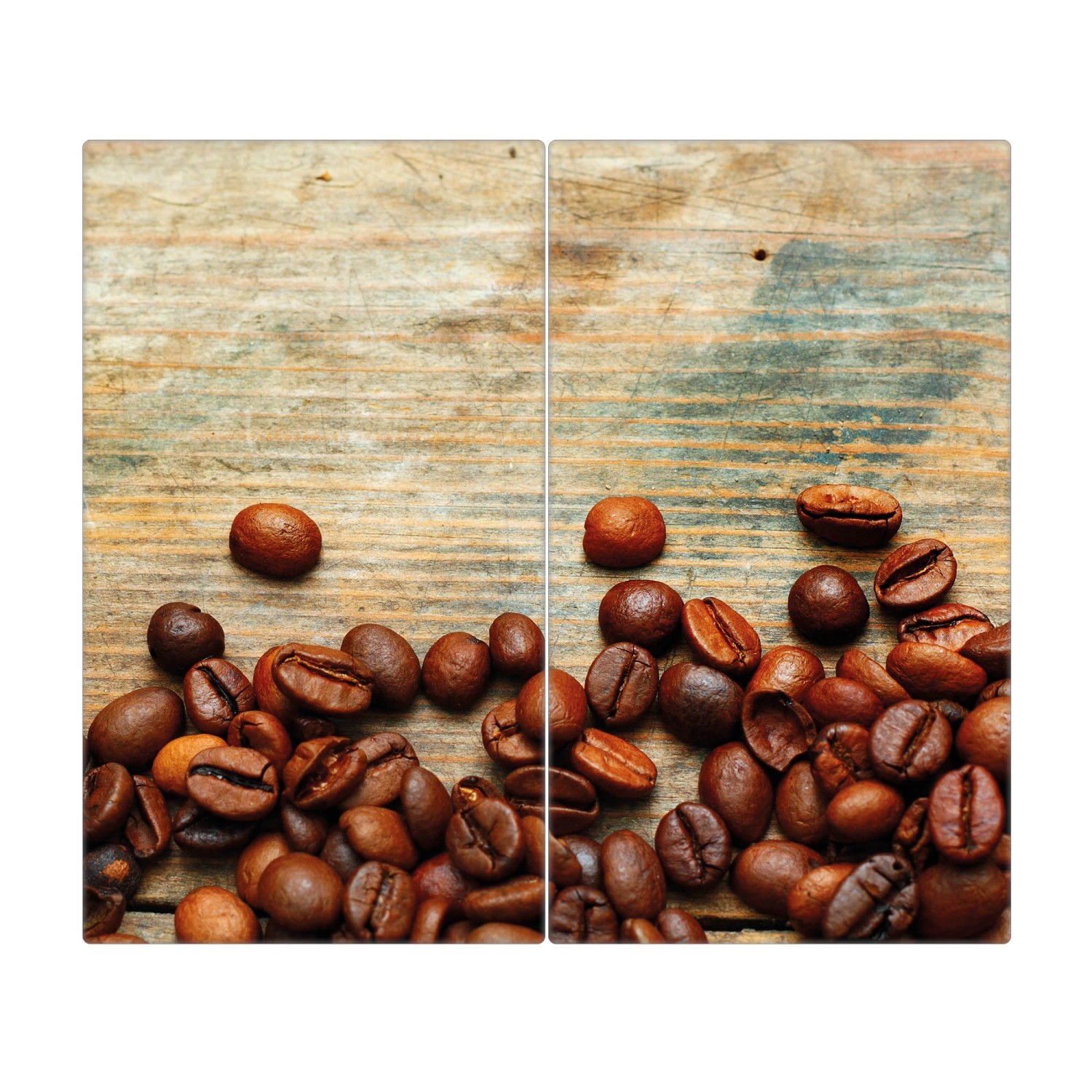 Banjado Herdabdeckplatte Glas 2 Teilig Je 30x52CM Schneidebrett Herdabdeckung Mit Motiv Kaffeebohnen