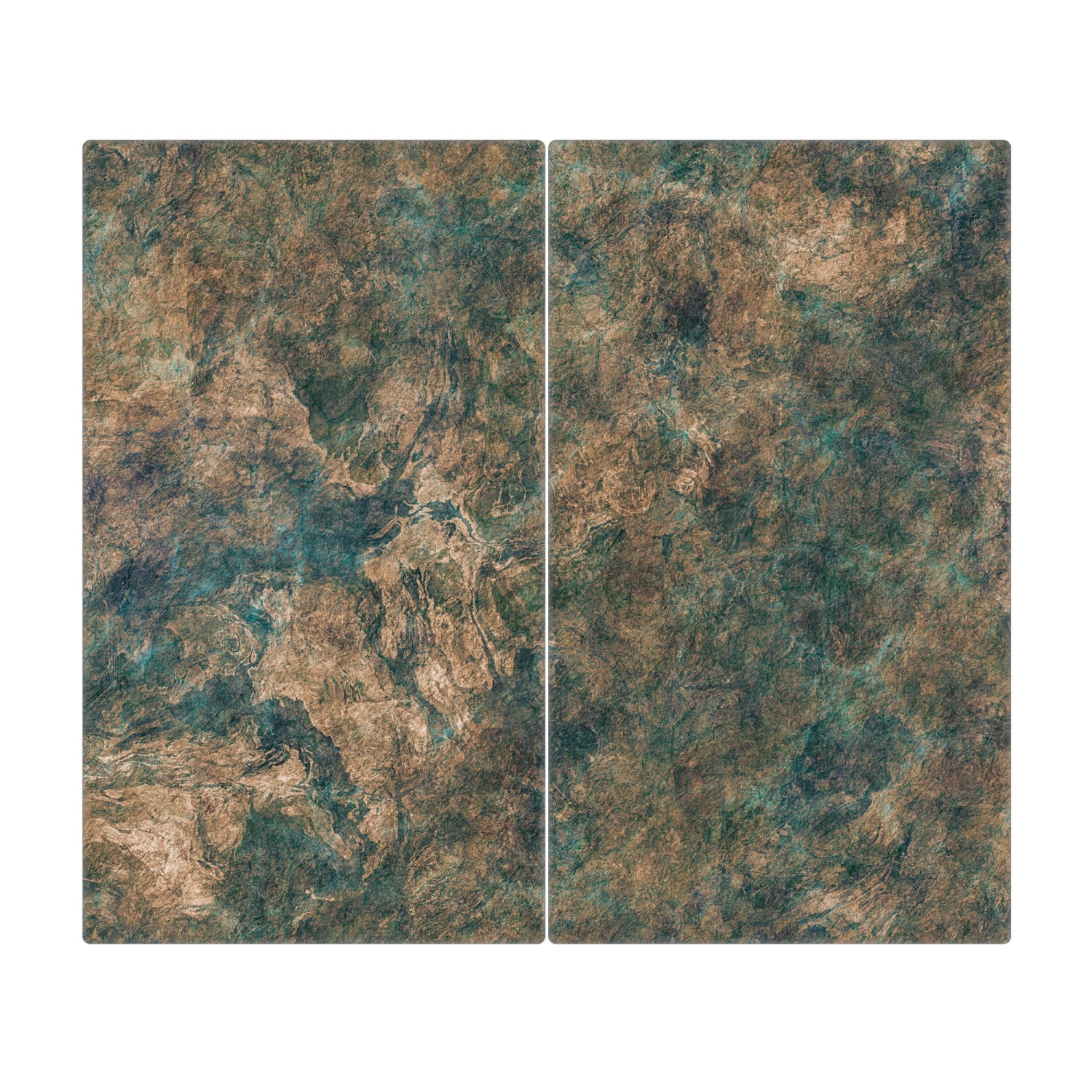 Banjado Herdabdeckplatte Glas 2 Teilig Je 30x52CM Schneidebrett Herdabdeckung Mit Motiv Kupfer Patina