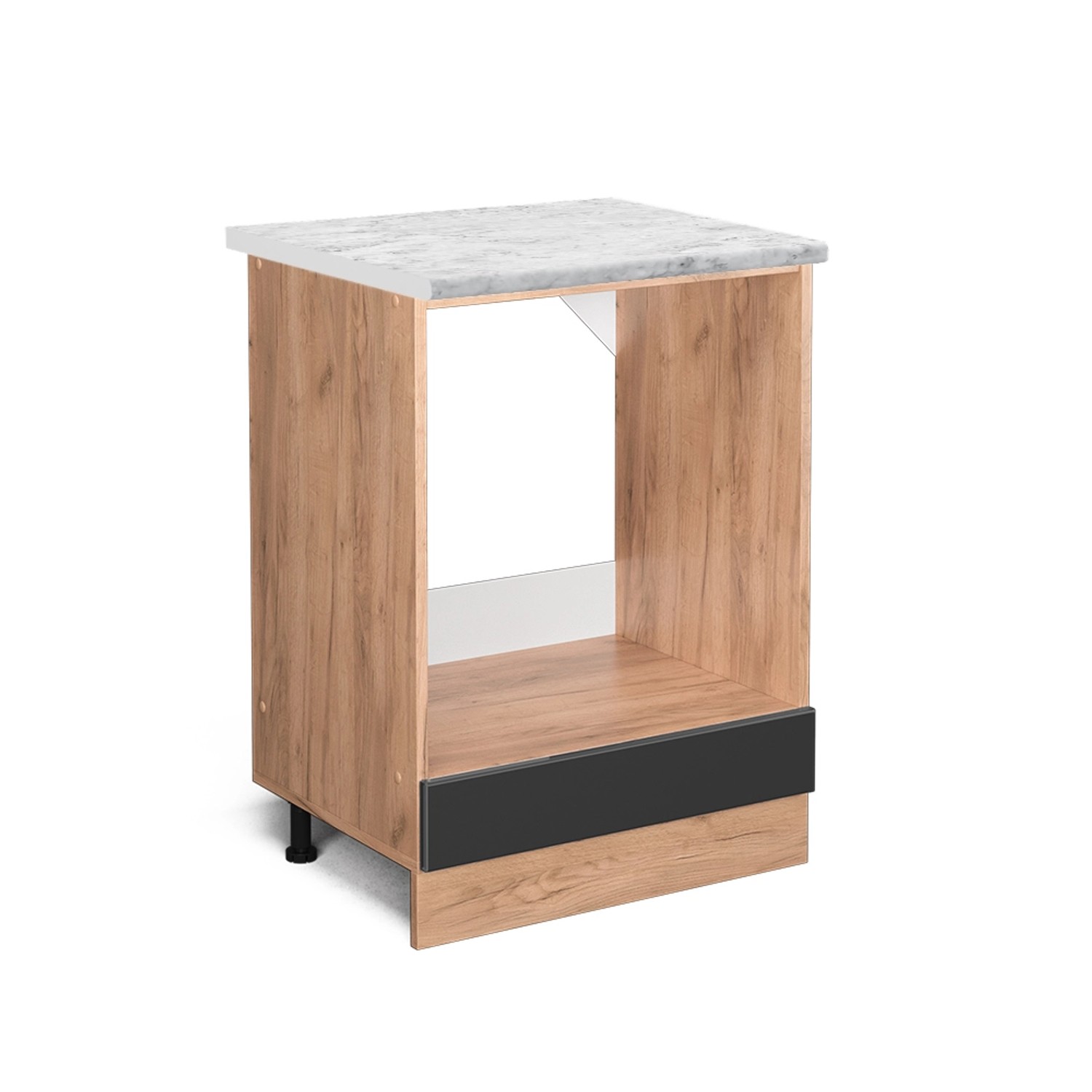 Vicco Herdumbauschrank R-Line Anthrazit Hochglanz/Goldkraft Eiche 60 cm AP Marmor