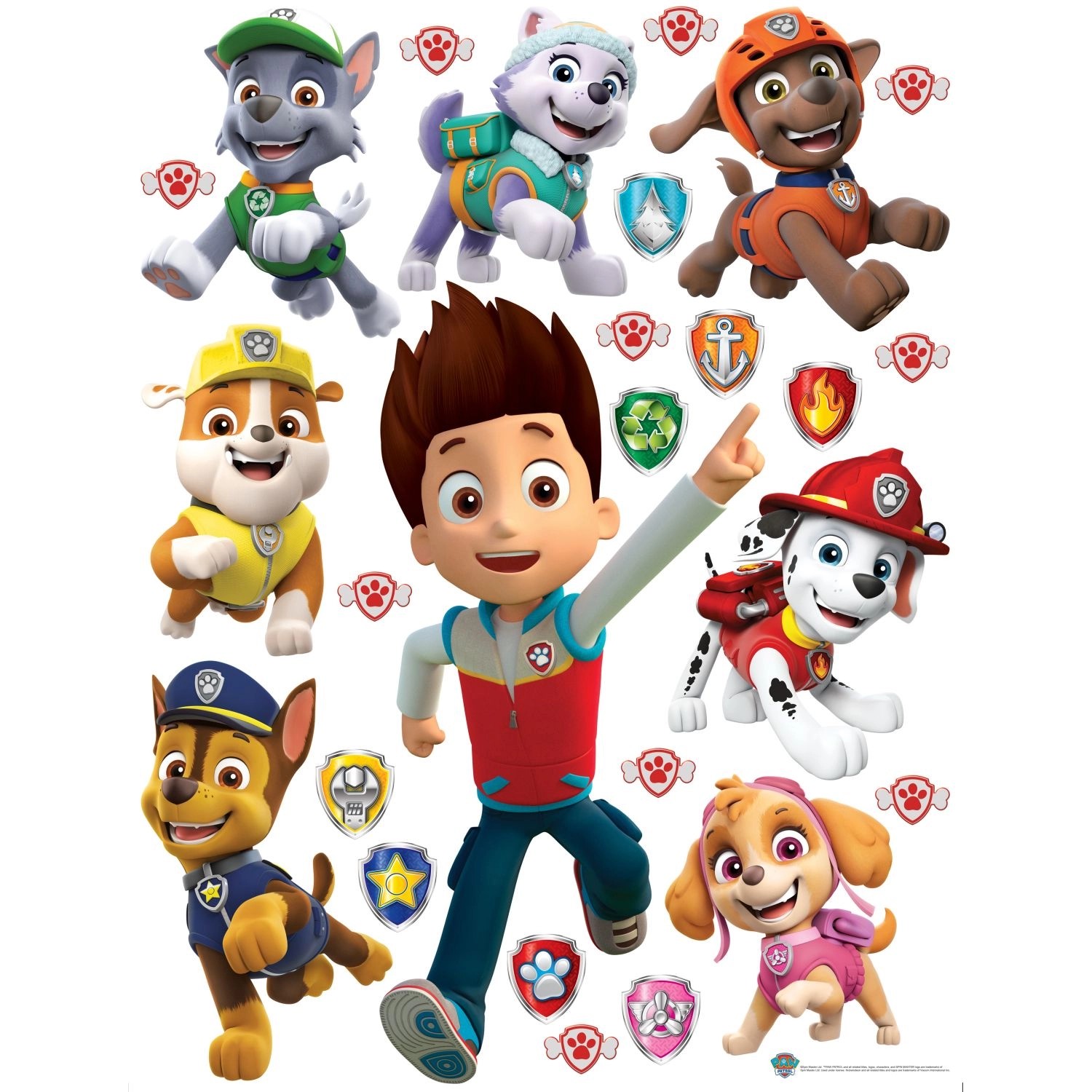 Sanders & Sanders Wandtattoo Paw Patrol Rot Gelb und Grün 65 x 85 cm 600175