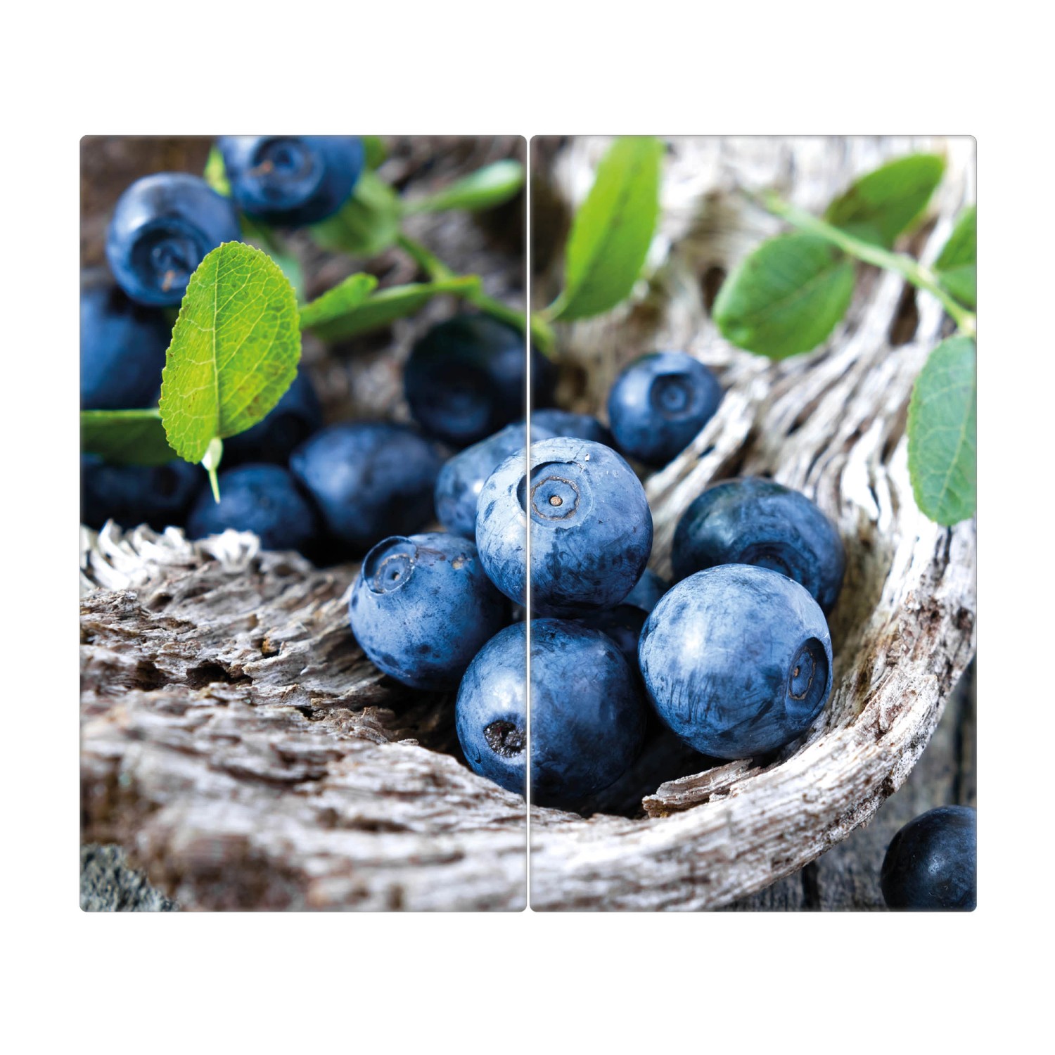 Banjado Herdabdeckplatte Glas 2 Teilig Je 30x52CM Schneidebrett Herdabdeckung Mit Motiv Blaubeeren