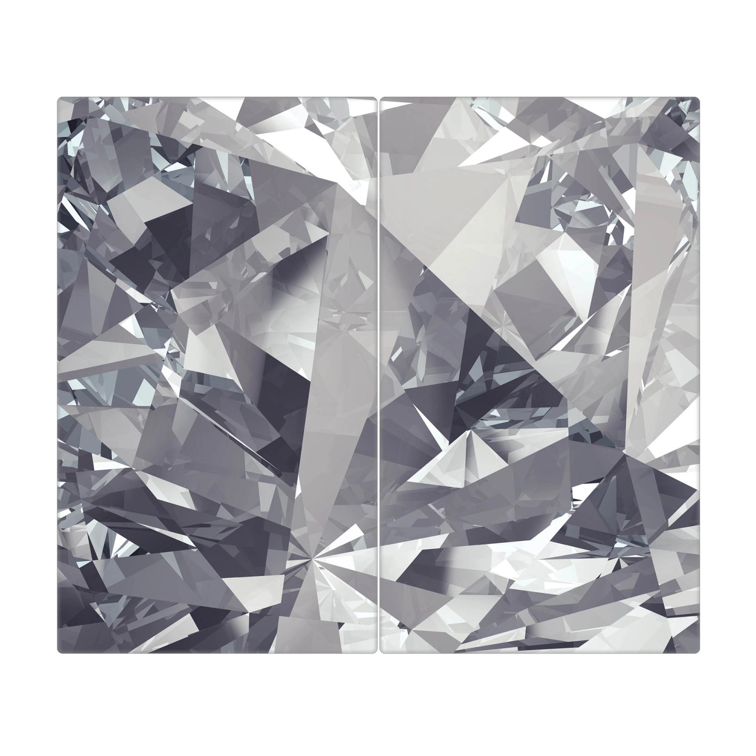 Banjado Herdabdeckplatte Glas 2 Teilig Je 30x52CM Schneidebrett Herdabdeckung Mit Motiv Facetten Monochrome