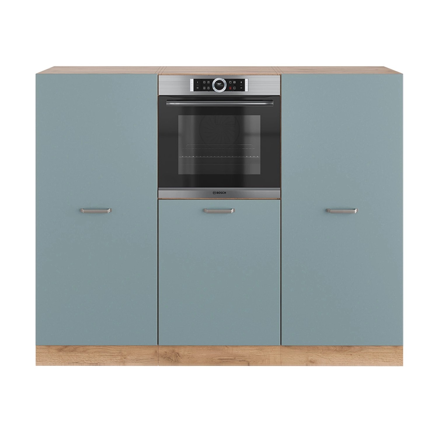 Vicco R-Line Einbauküche Blau-Grau/Goldkraft Eiche 180 cm ohne Arbeitsplatte ohne E-Geräte