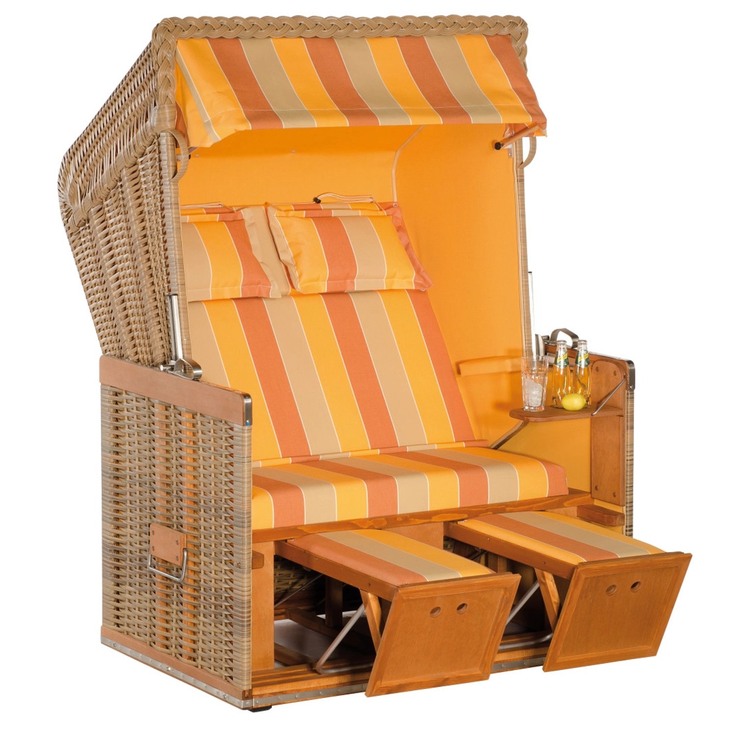 Natur24 Strandkorb Konsul Halbliegemodell 2-Sitzer Naturoptik