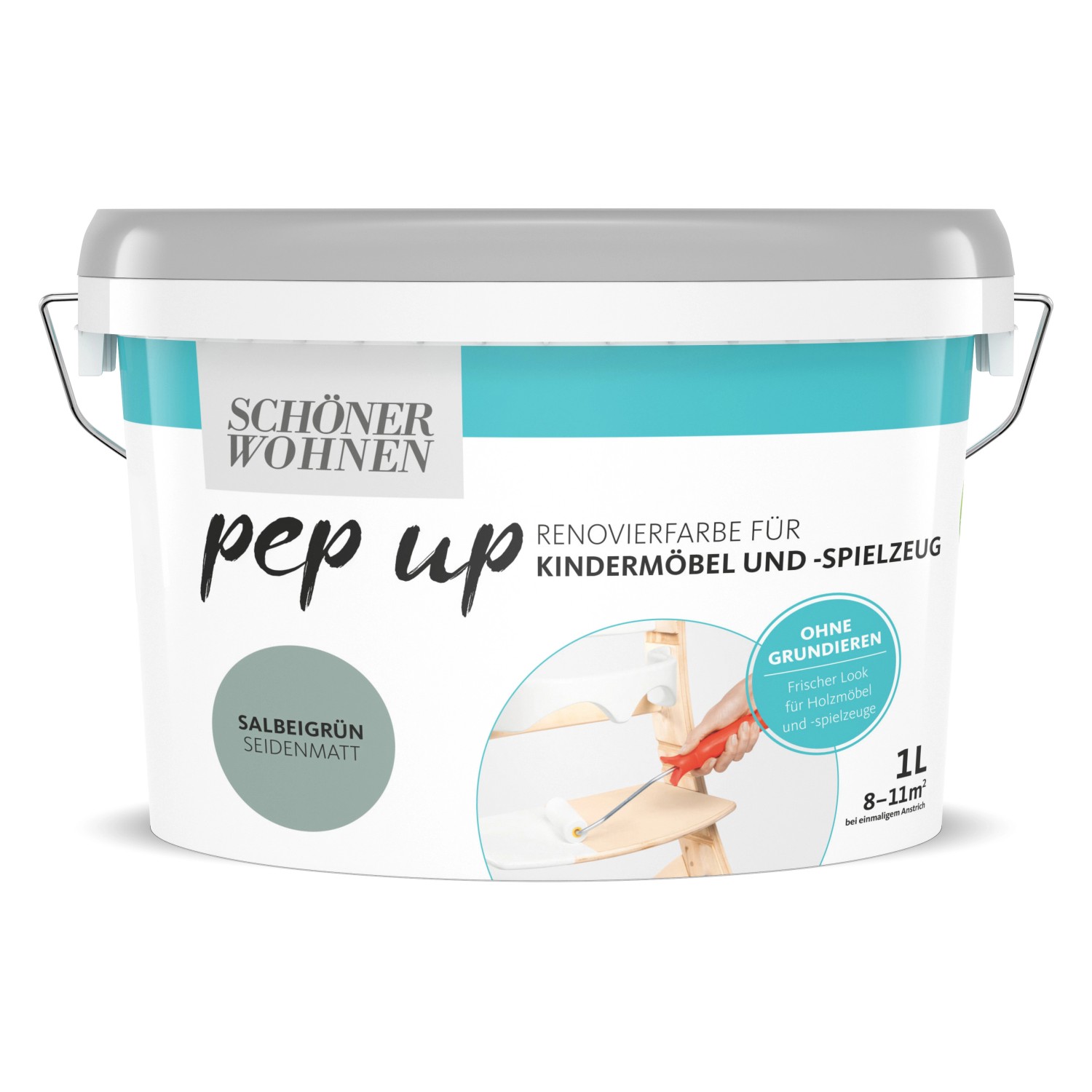 Schöner Wohnen Renovierfarbe Pep Up für Kindermöbel und Spielzeug Salbeigrün 1 l