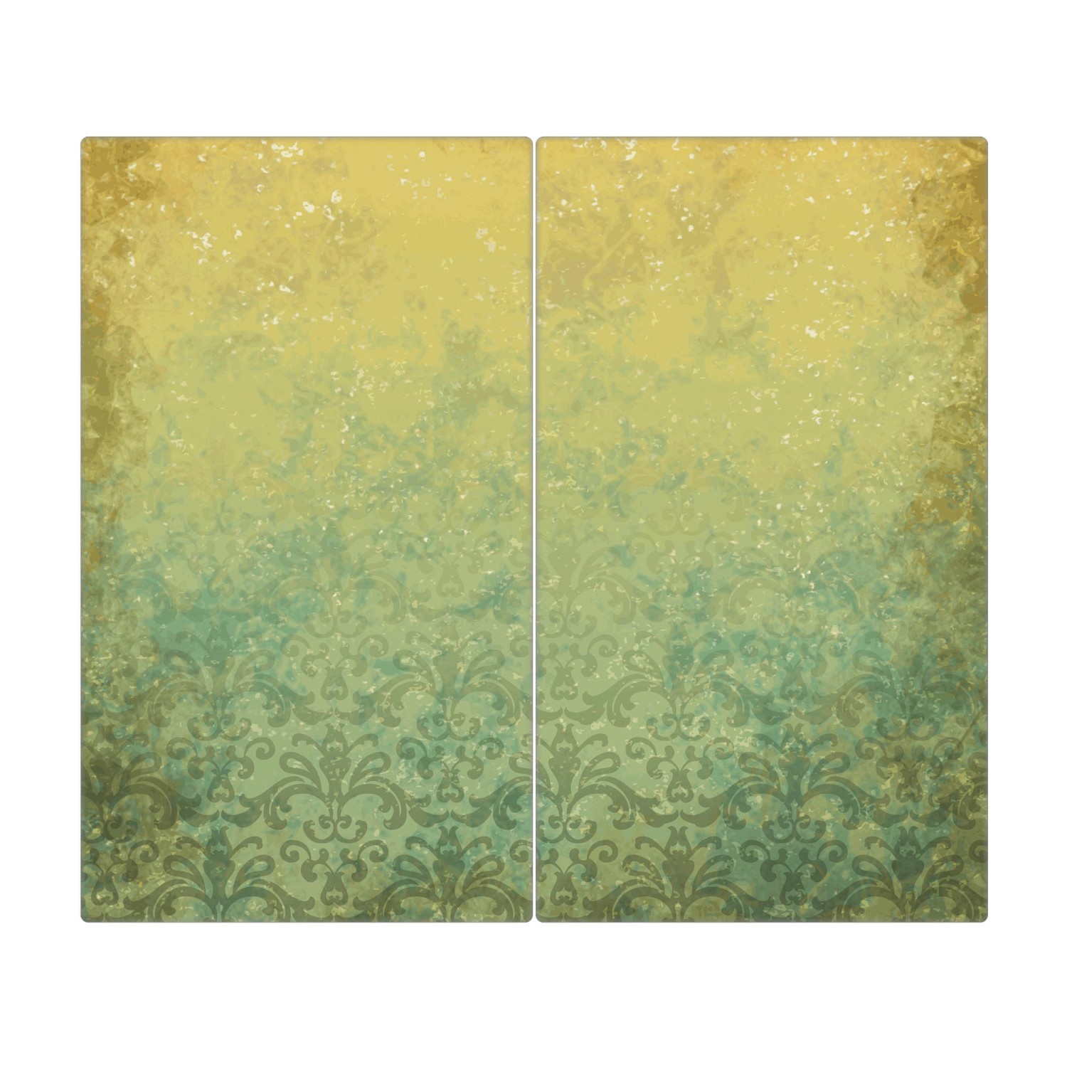 Banjado Herdabdeckplatte Glas 2 Teilig Je 30x52CM Schneidebrett Herdabdeckung Mit Motiv Vintage Messing