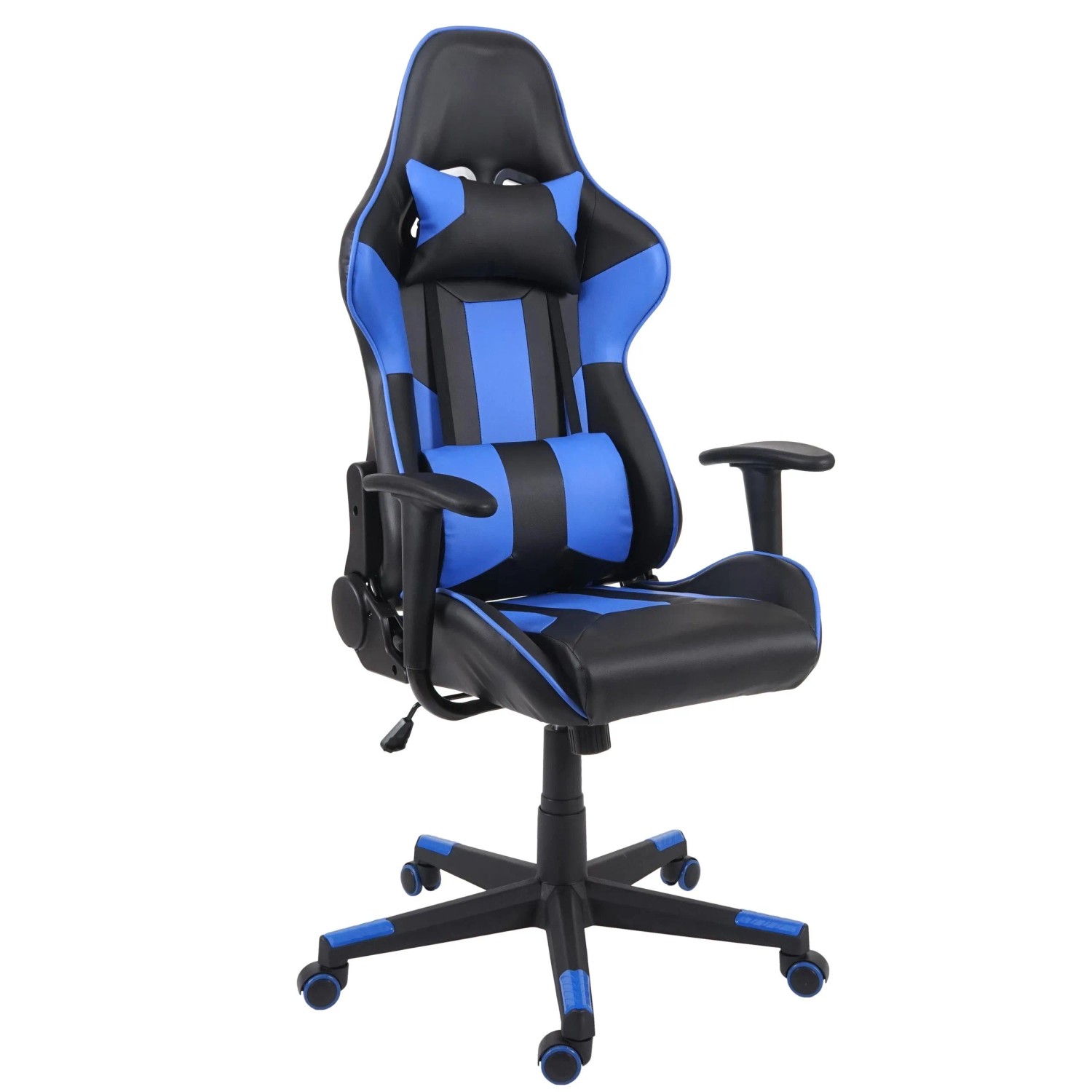 Proregal Bürostuhl HxBxT 136x67x69 cm Sitzhöhe 46cm Kunstleder Schwarz/Blau Schreibtischstuhl Gamingstuhl Chefsessel Drehstuhl
