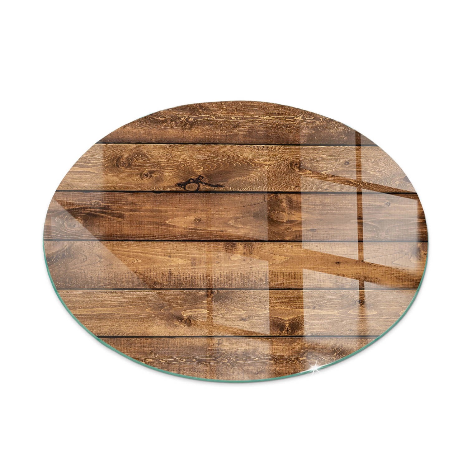 Tulup Glasplatte für Kamin Holzbrett mit Maserung Kaminofen Glas Bodenplatte Runden 50x50 cm Braun Glasplatte für Kamin Glasbodenplatte für Kaminöfen