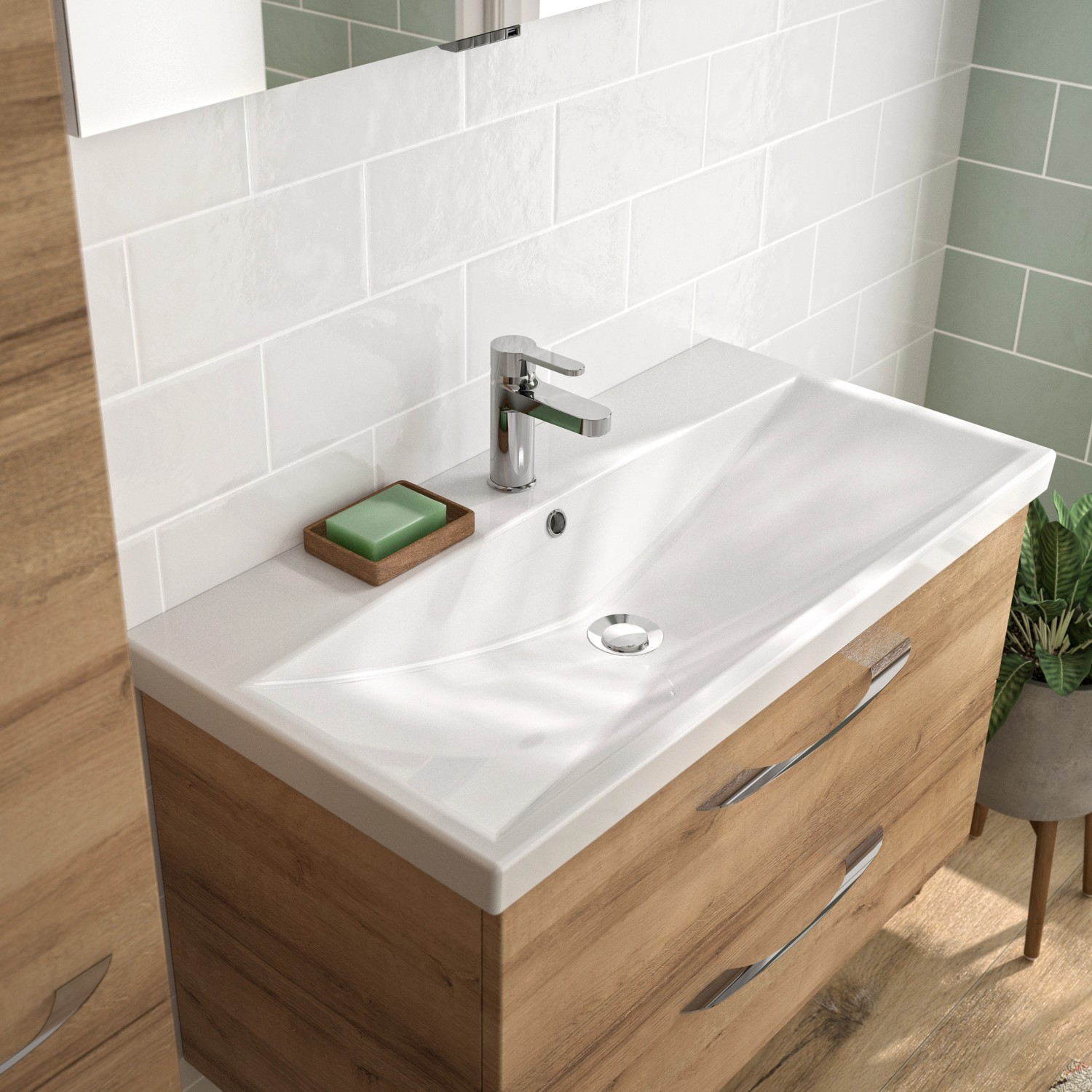 Pelipal Badmöbel-Set Serie 4035 3-tlg. in Riviera Eiche mit Spiegel