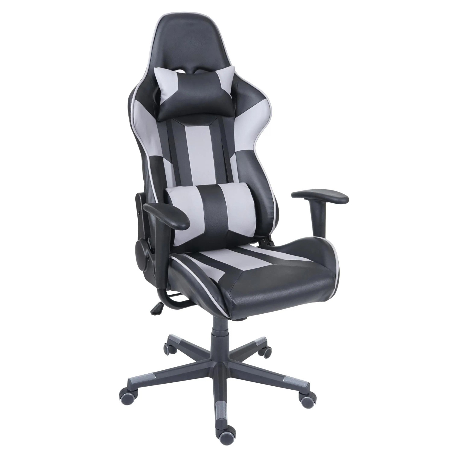 Proregal Bürostuhl HxBxT 136x67x69 cm Sitzhöhe 46cm Kunstleder Schwarz/Grau Schreibtischstuhl Gamingstuhl Chefsessel Drehstuhl