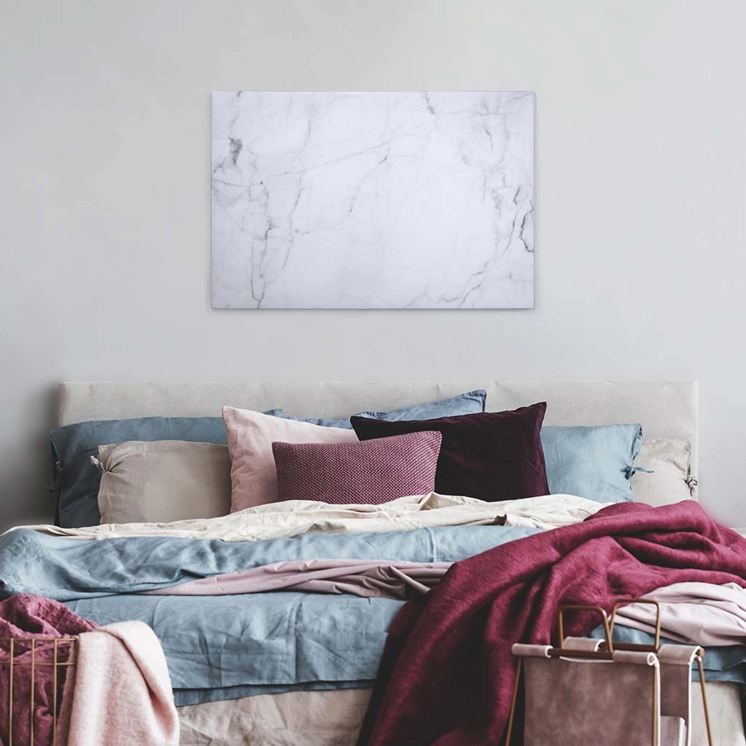 Bricoflor Canvas Bild In Marmoroptik Modernes Leinwand Bild Mit Marmor Für Badezimmer Und Küche Schlafzimmer Wandbild In Weiß Und Grau