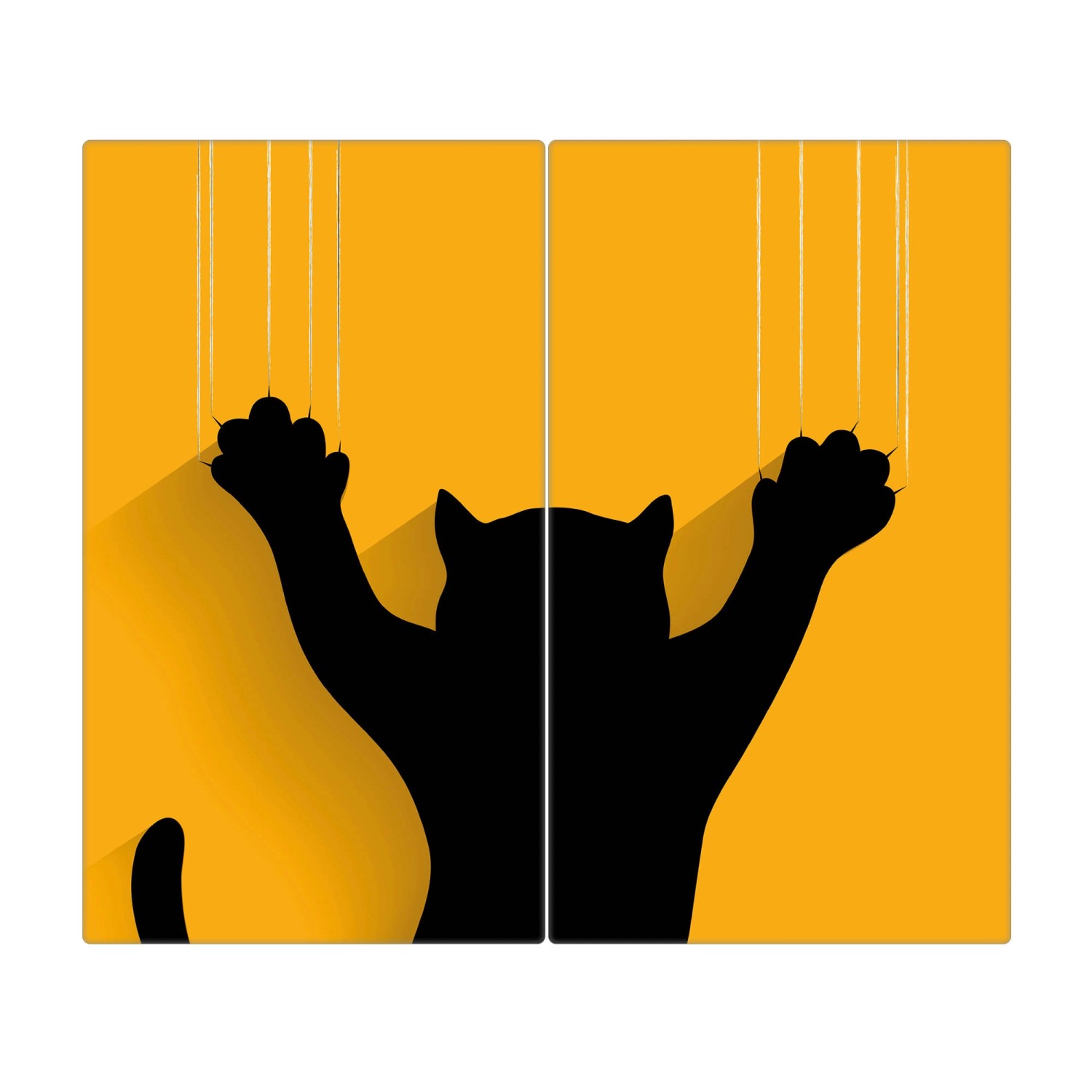 Banjado Herdabdeckplatte Glas 2 Teilig Je 30x52CM Schneidebrett Herdabdeckung Mit Motiv Scratch