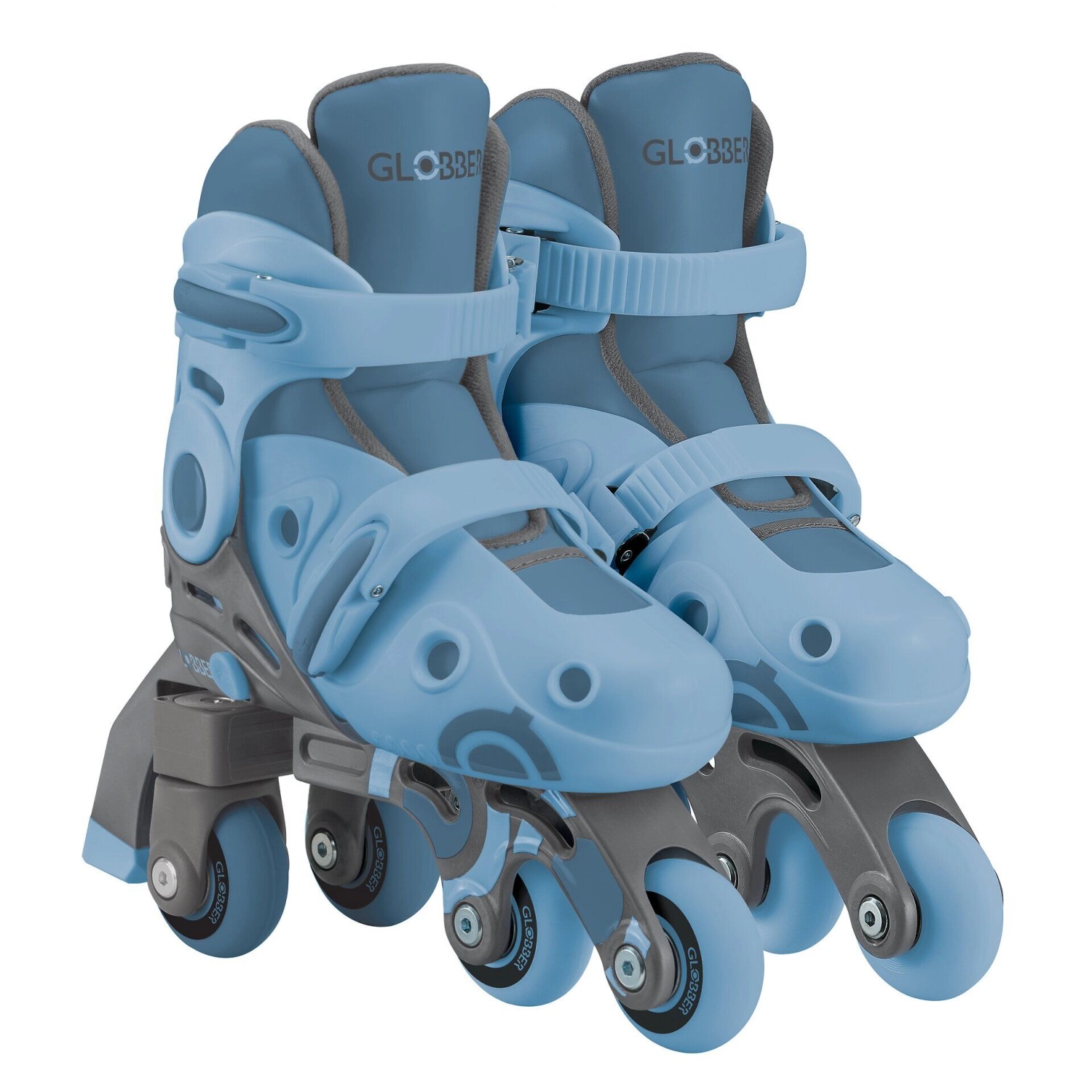 Globber Learning Skates 2in1 Inline- und Quad-Skates Kinder Verstellbar Gr.26-29 ABEC 9 Rollengröße 48x24 mm Blau