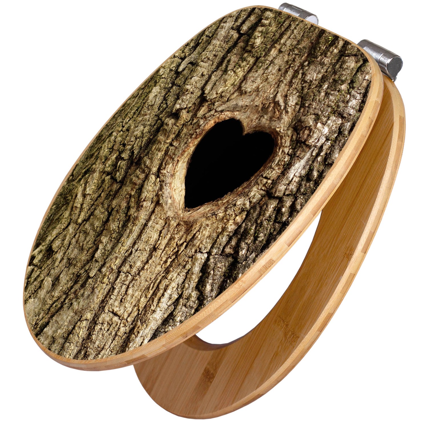 Banjado Design WC Sitz Bambus Holz Toilettendeckel Mit Absenkautomatik Klodeckel WC-Sitz Soft Close Mit Motiv Baumherz