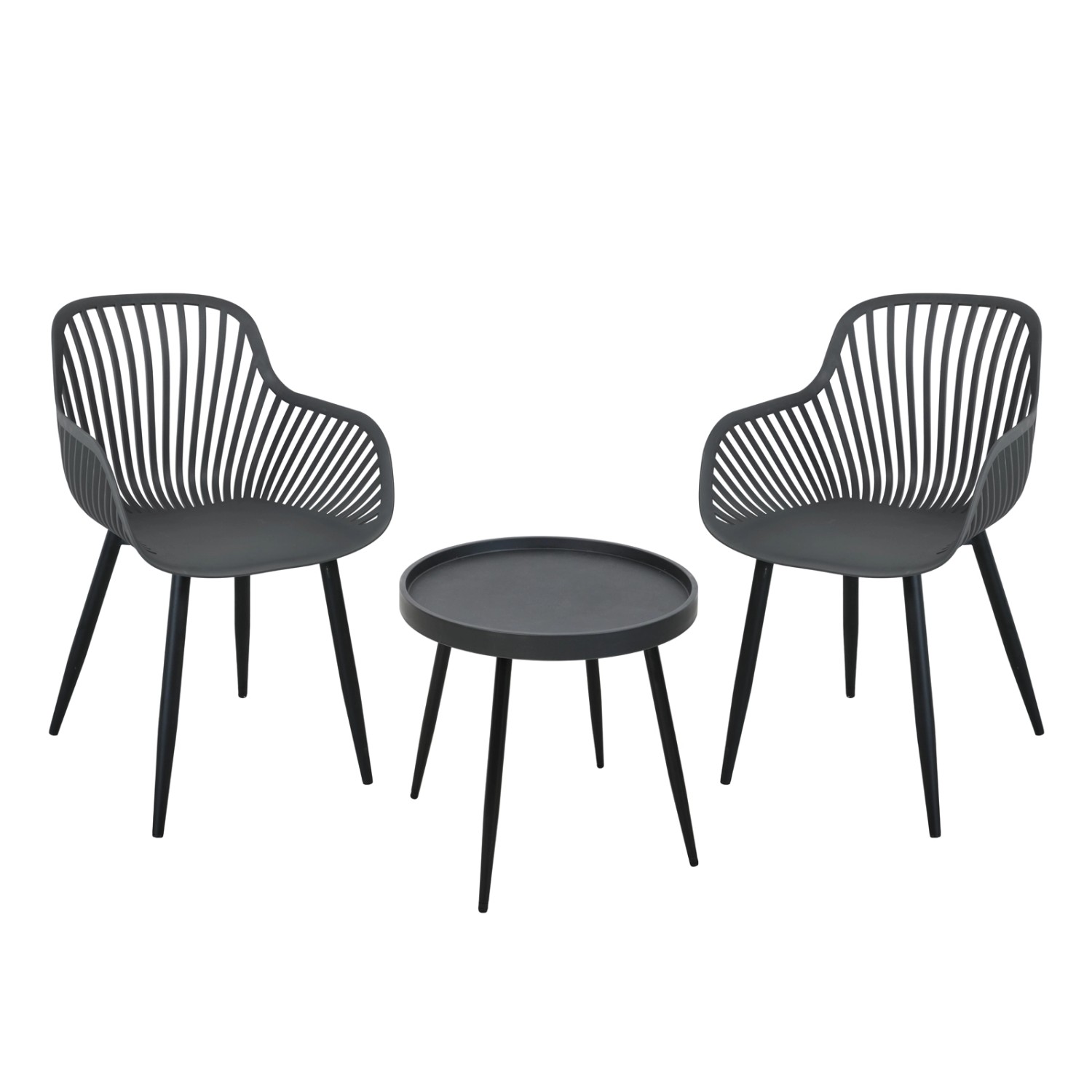 Svita Philly Sitzgruppe Balkonmöbel Set 3 teilig Grau/Schwarz