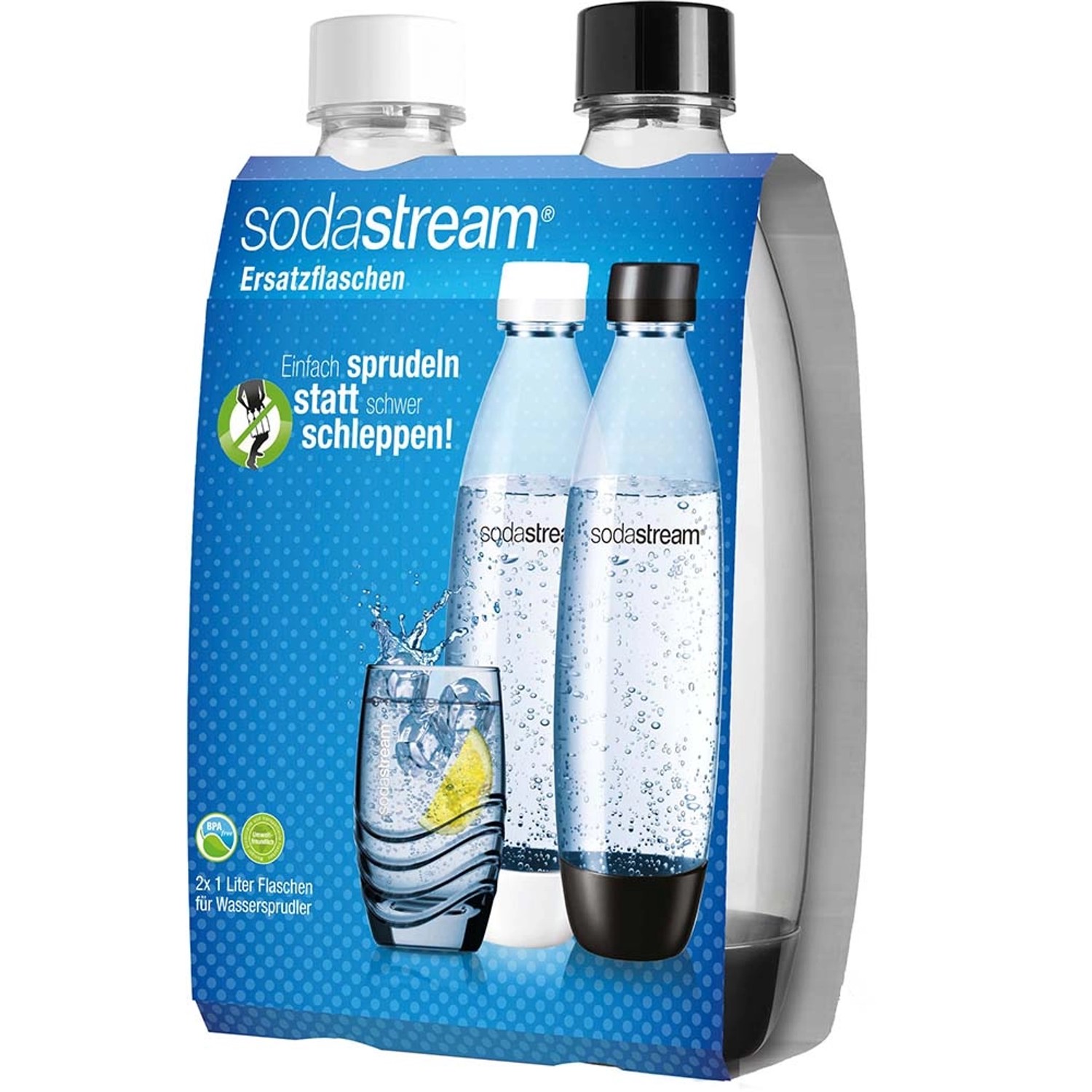 SodaStream Kunststoffflasche Fuse 1 l Schwarz/Weiß 2er-Pack