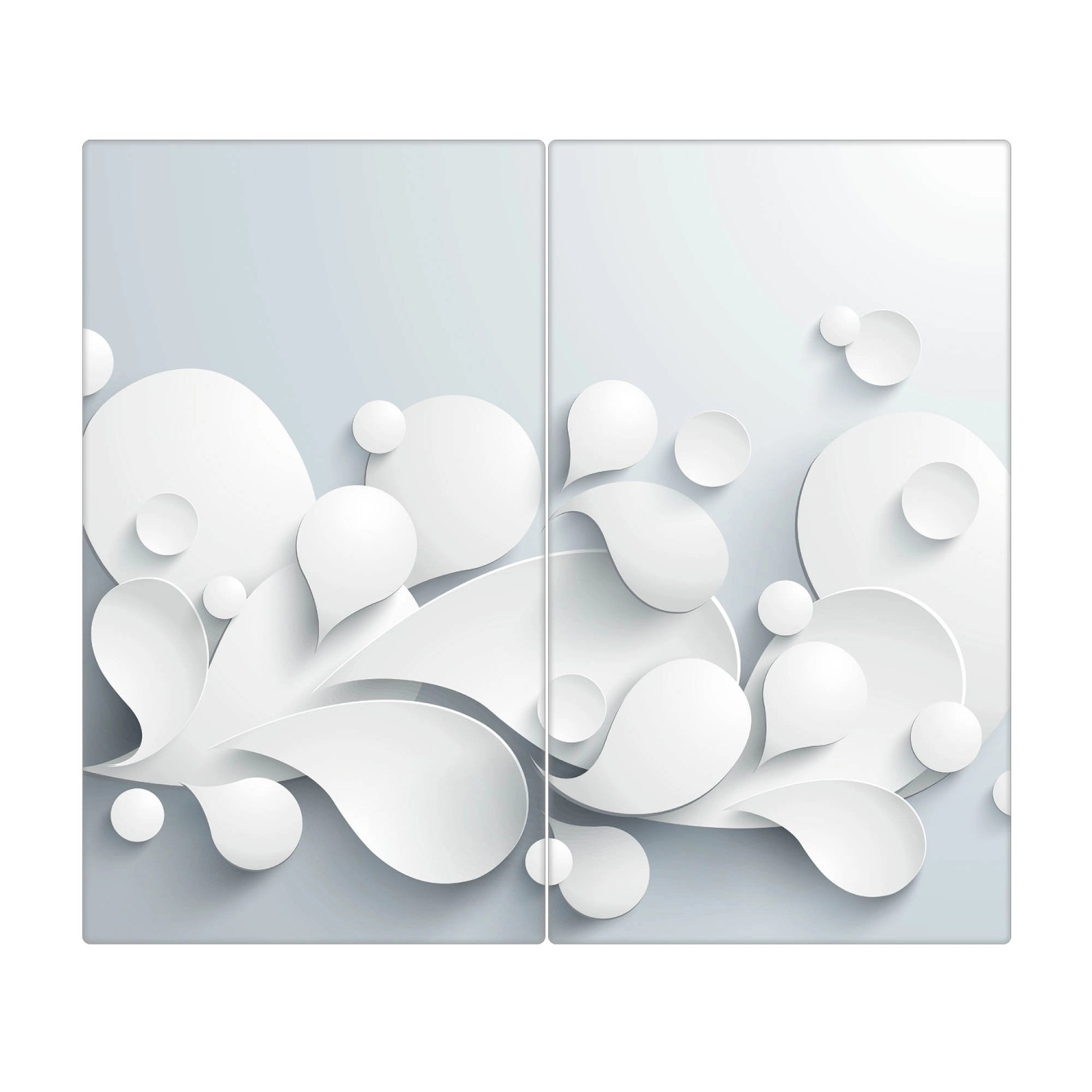 Banjado Herdabdeckplatte Glas 2 Teilig Je 30x52CM Schneidebrett Herdabdeckung Mit Motiv Papiertropfen