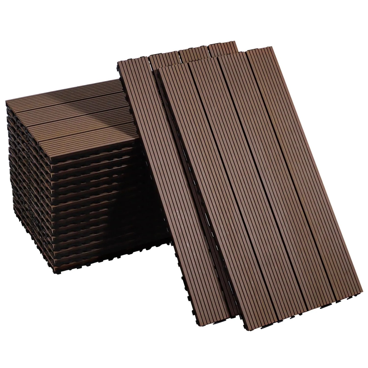 CCLIFE WPC Terrassendielen Balkon Boden Braun 60 x 30 x 2 cm 17 Stück 3,06 m²