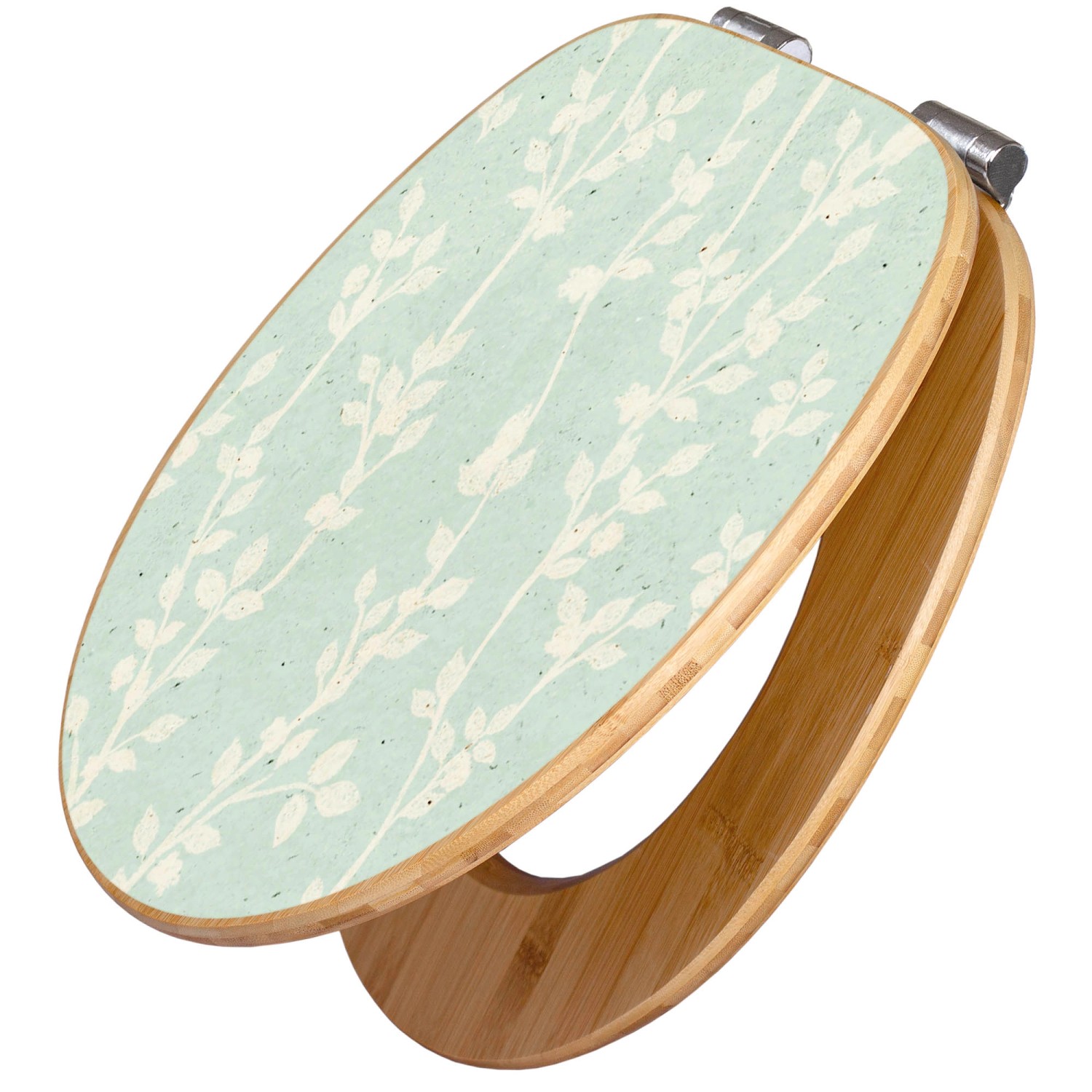 Banjado Design WC Sitz Bambus Holz Toilettendeckel Mit Absenkautomatik Klodeckel WC-Sitz Soft Close Mit Motiv Vintage Ranke