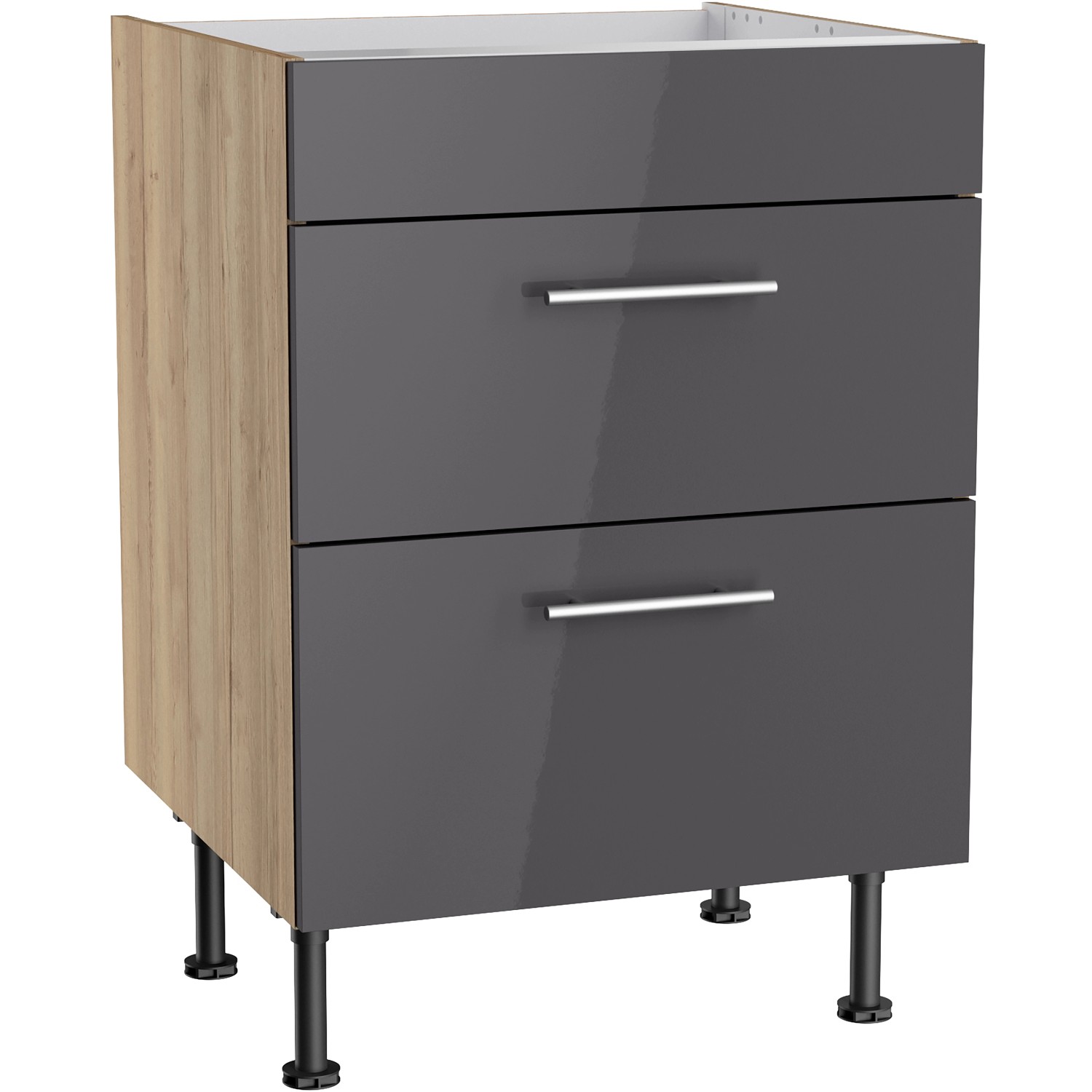 Optifit Küchen-Unterschrank für Kochfeld Jonte984 60 cm Anthrazit-Wildeiche