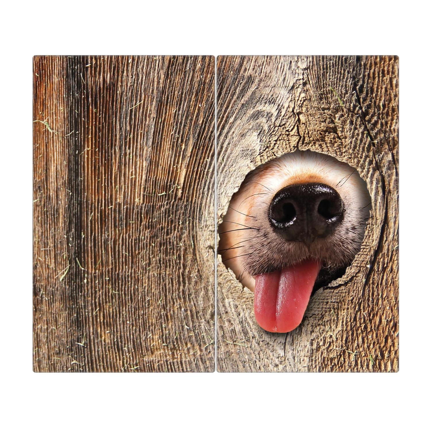 Banjado Herdabdeckplatte Glas 2 Teilig Je 30x52CM Schneidebrett Herdabdeckung Mit Motiv Rumschnüffeln