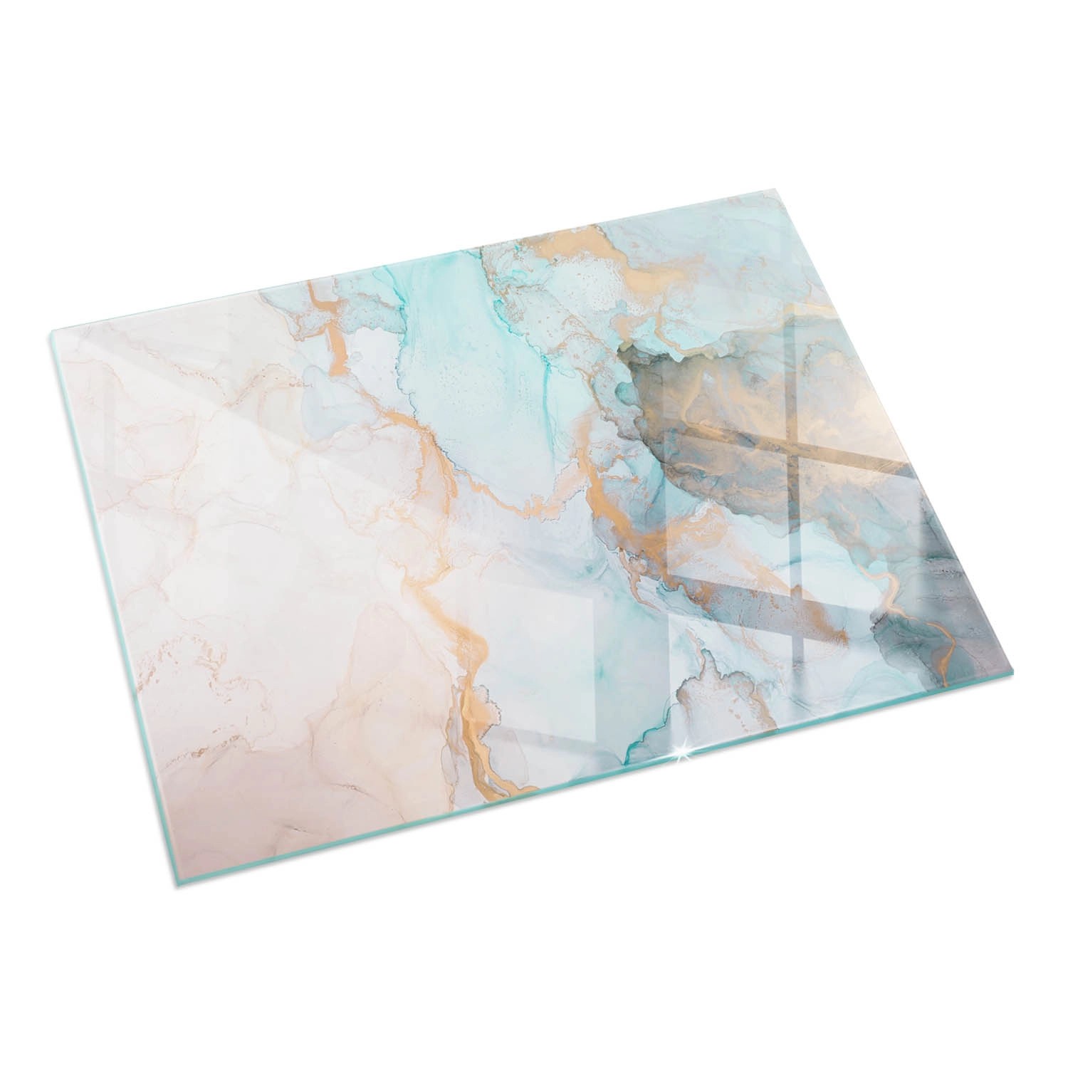 Tulup Glasplatte für Kamin Abstraktes Flüssiges Muster Glasplatte für Kaminöfen Rechteck 120x80 cm Türkis Glasplatte für Kamin Glas unter Kamin