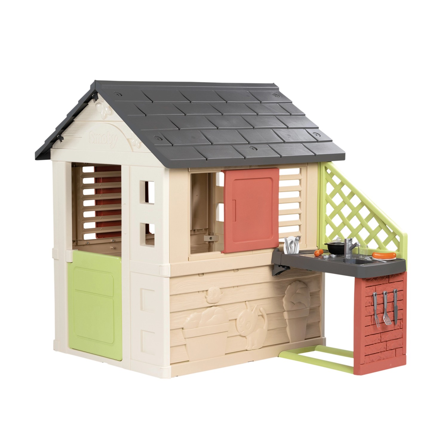 Smoby Spielhaus Natur mit Küche 127 cm x 145 cm x 110 cm