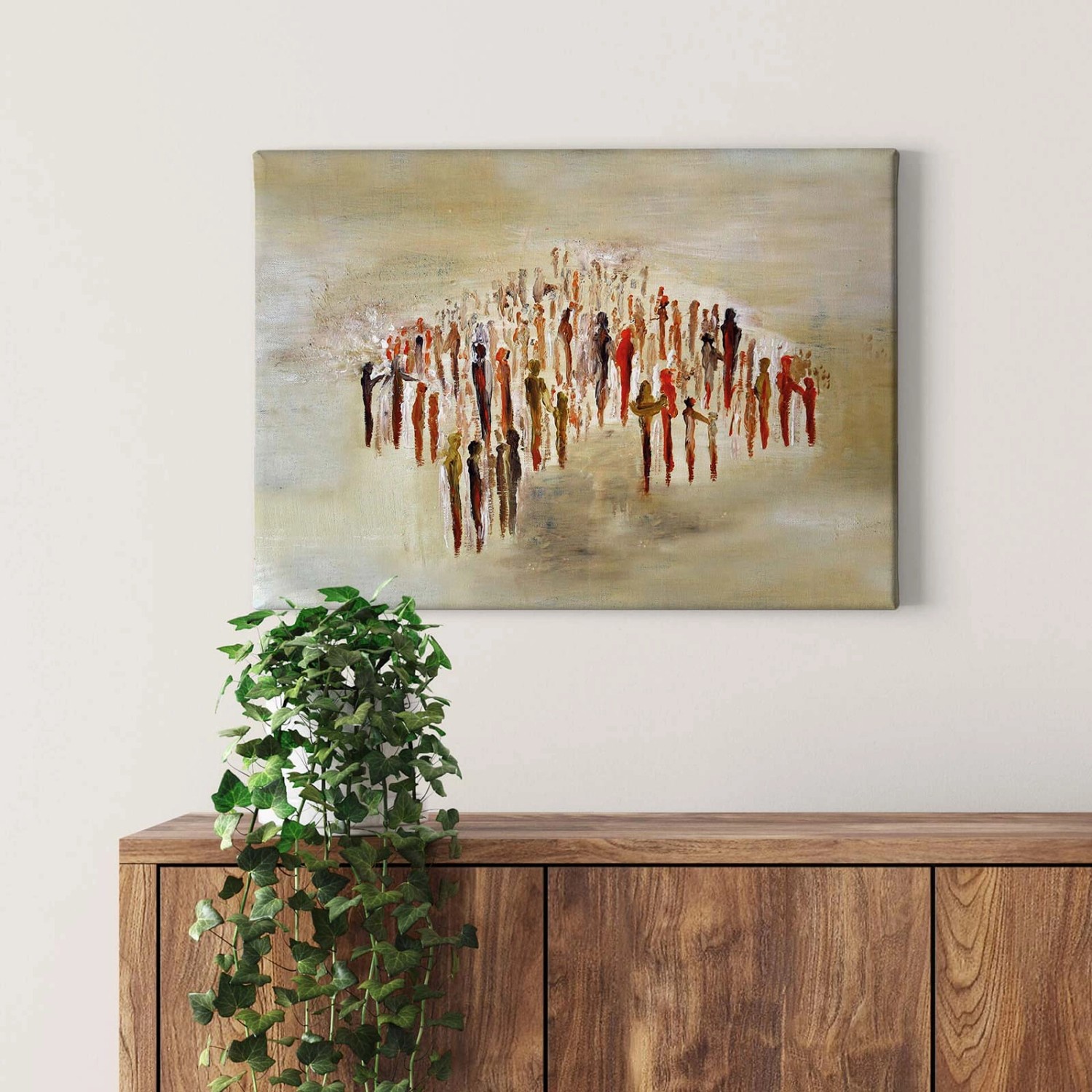 Bricoflor Moderne Kunst Bild Auf Leinwand Gold Braun Gemälde Leinwandbild Im Stil Abstrakter Malerei Schlafzimmer Und Büro Leinwand Bild Mit Personen