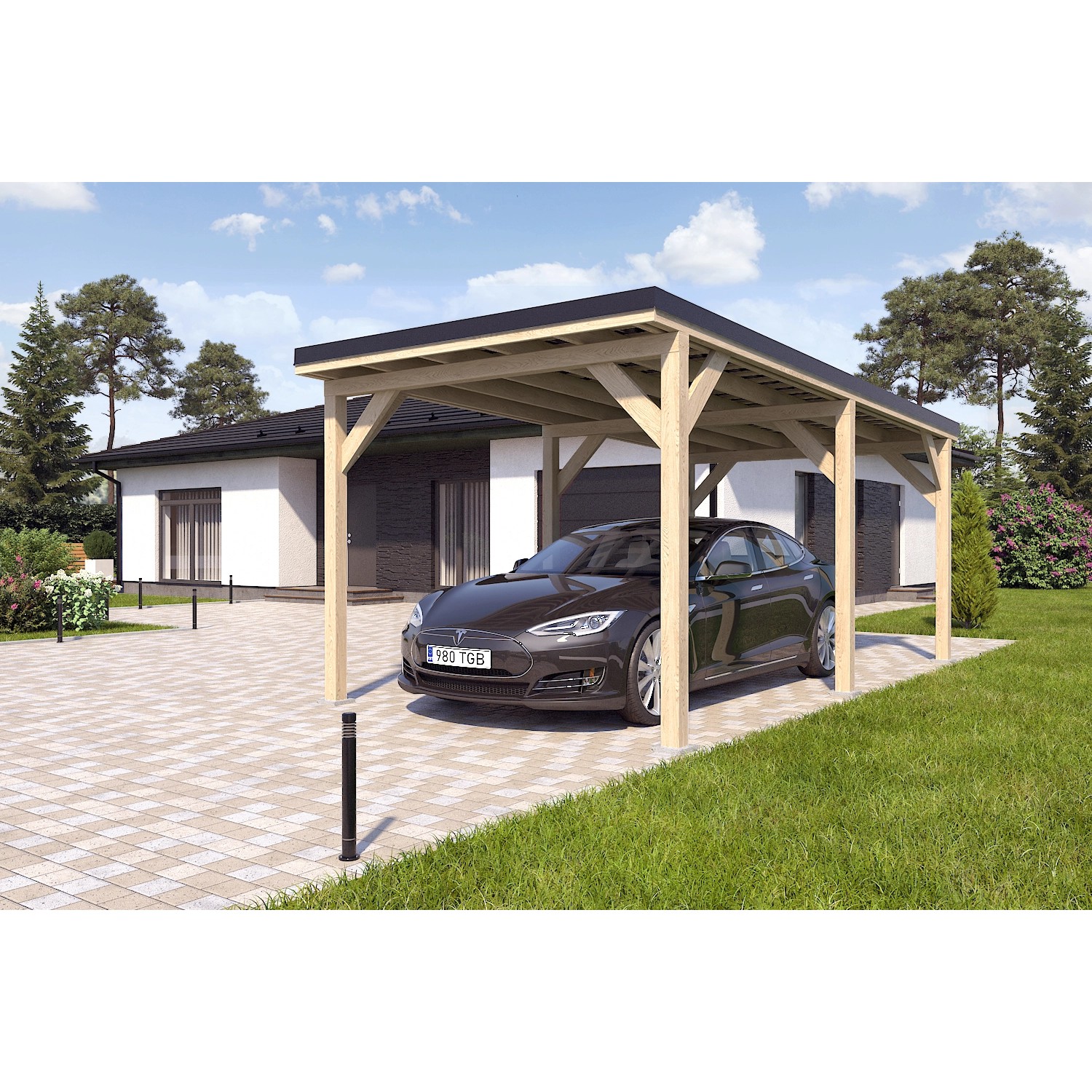 Holzbrüder Carport Ralf 18m² Natur-Schwarz