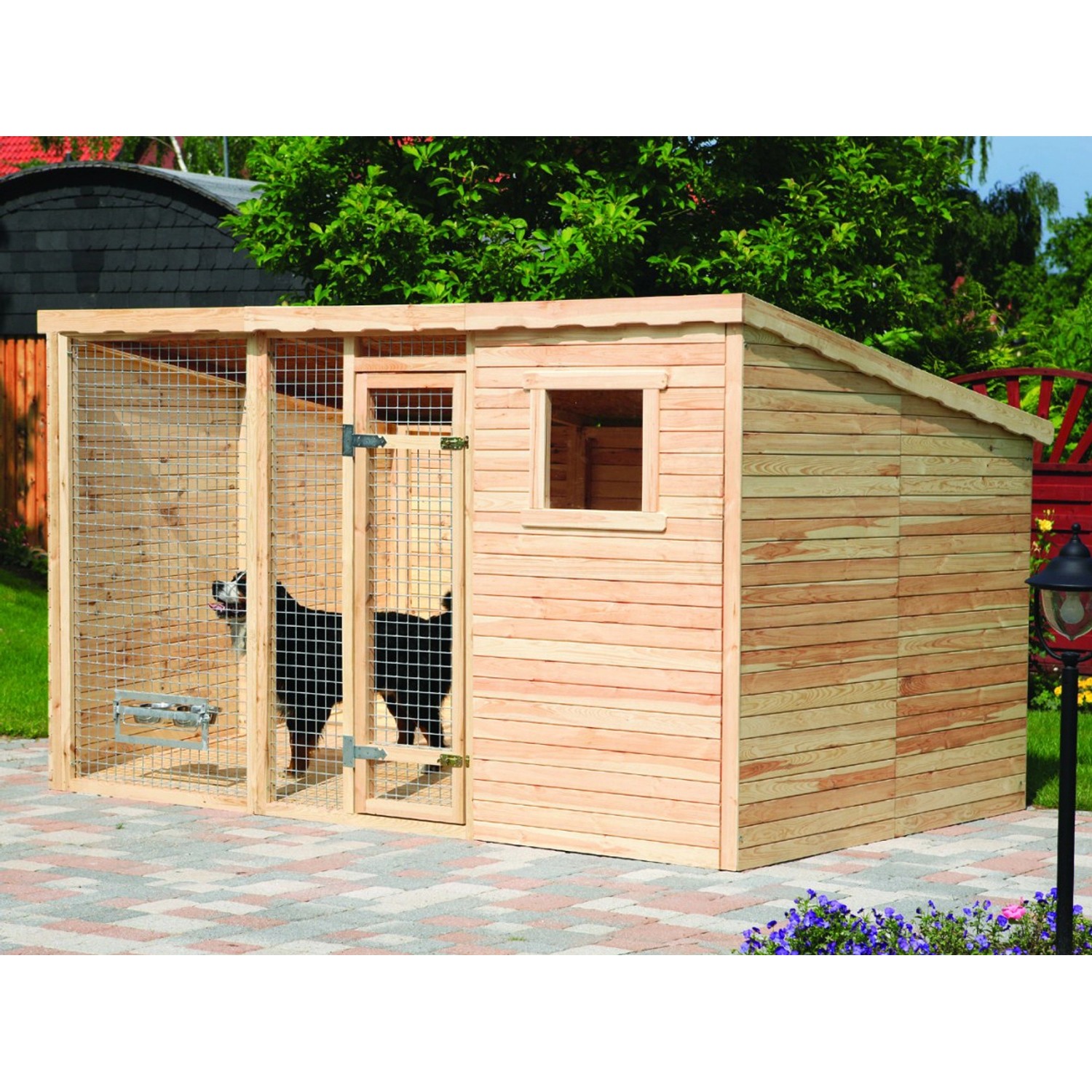 Promadino Hundezwinger mit Pultdach 333 cm x 226 cm x 192 cm