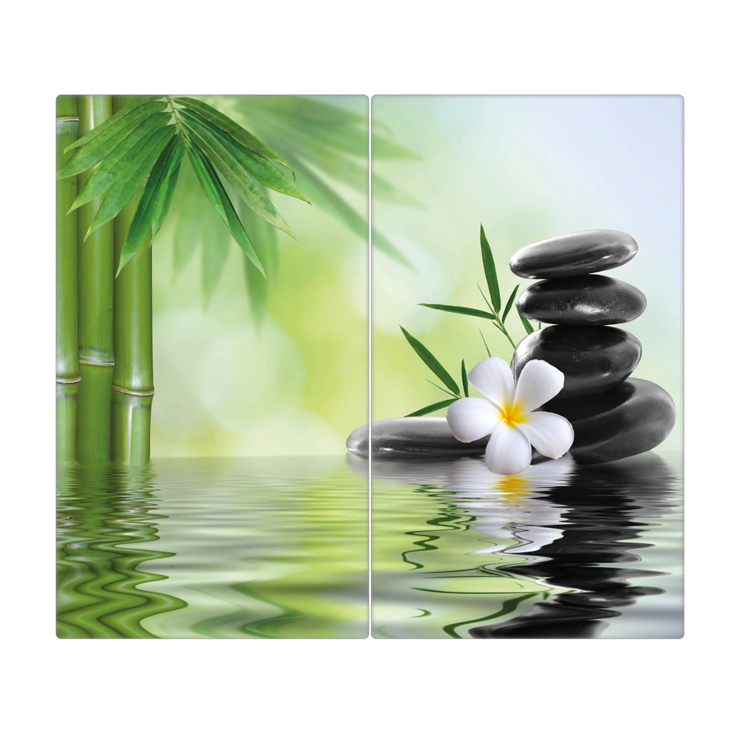 Banjado Herdabdeckplatte Glas 2 Teilig Je 30x52CM Schneidebrett Herdabdeckung Mit Motiv Steine & Relax 6