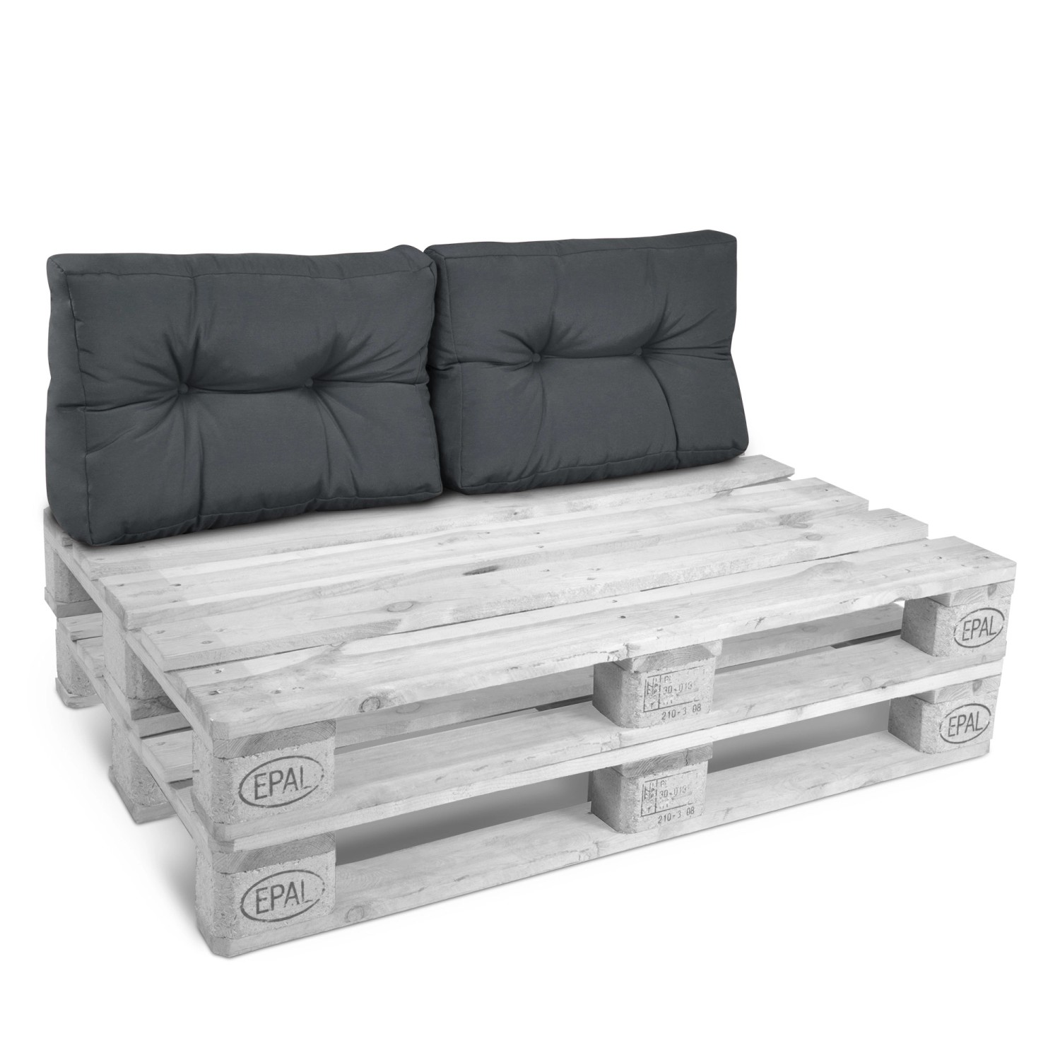 Beautissu ECO Style Palettenkissen Rücken 60x40x10cm Graphitgrau 2tlg