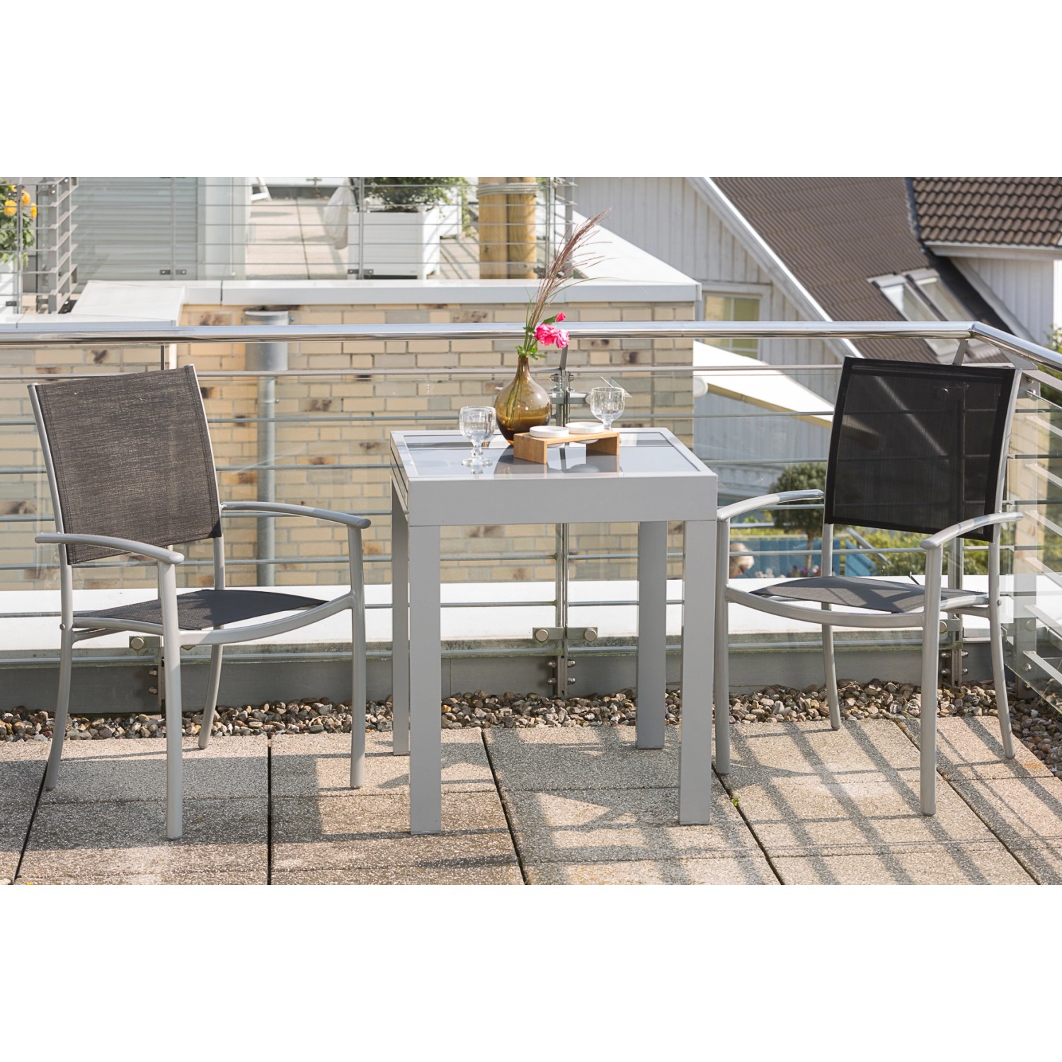 Merxx Balkonmöbel-Set Milano 3-teilig Schwarz